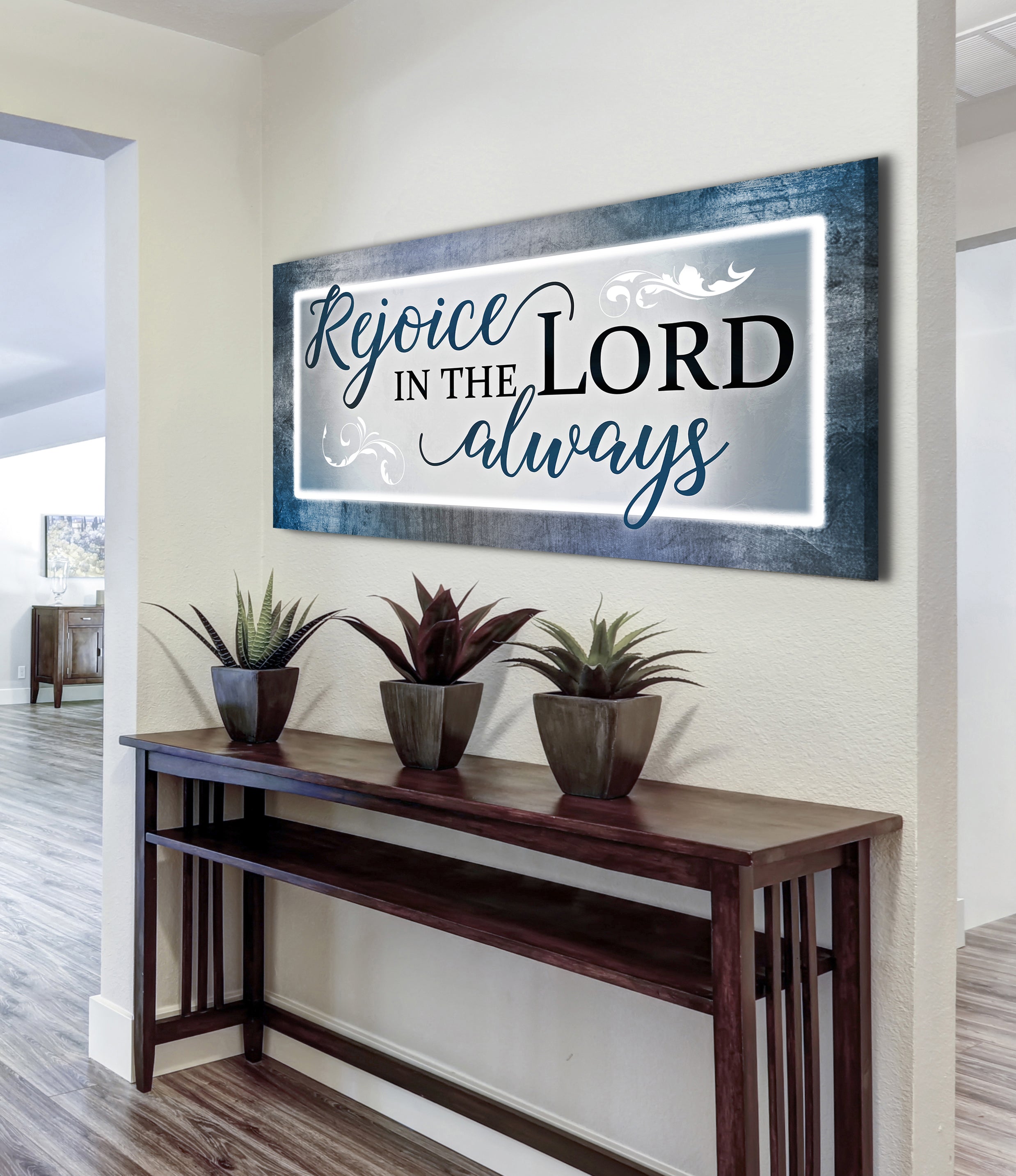 Hot Deal! Christian Wall Art - Rejoice In The Lord, Wood Frame for Easy Hanging