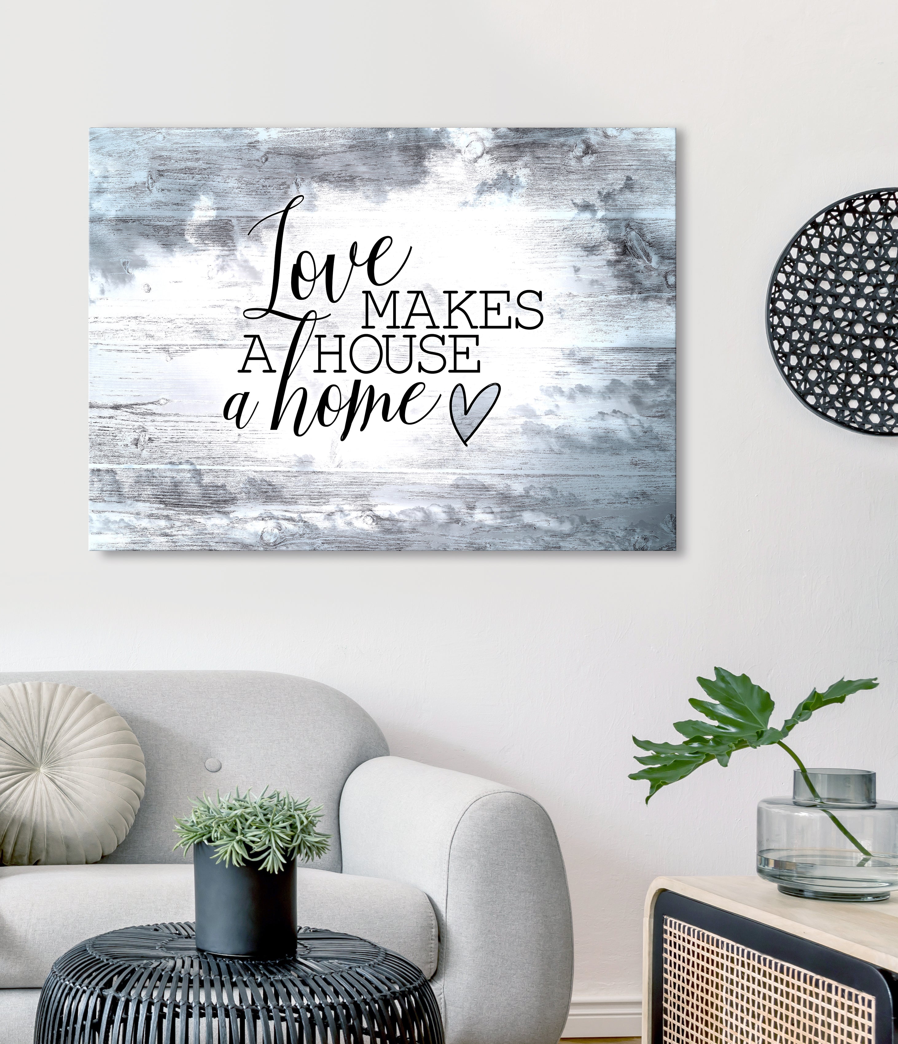 Hot! Ready-to-Hang Wood Frame 'Love Makes A House A Home' Wall Art