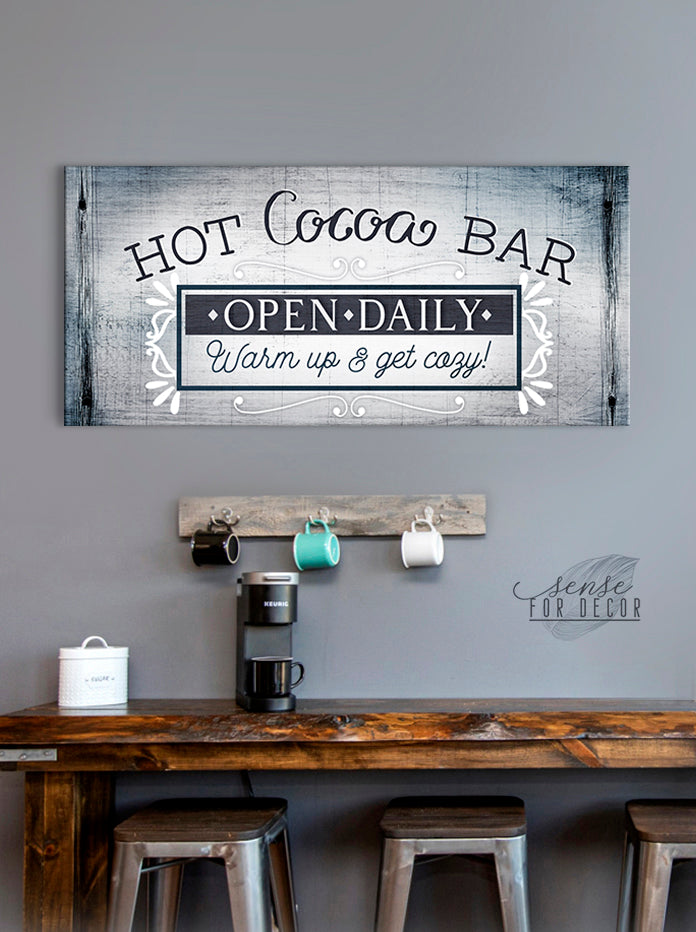 Hot Cocoa Bar Coffee Wall Art: Wood Frame, Ready to Hang - Buy 2, Save 20%