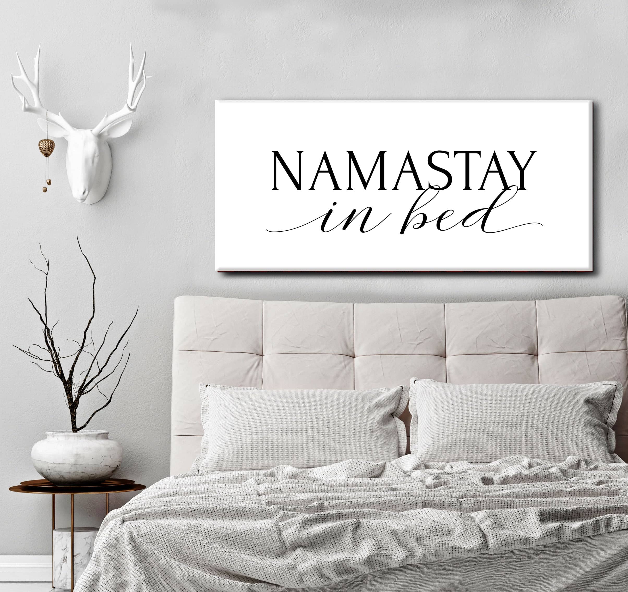 High - Quality Wood - Framed Namastay in Bed Bedroom Wall Art Ready To Hang