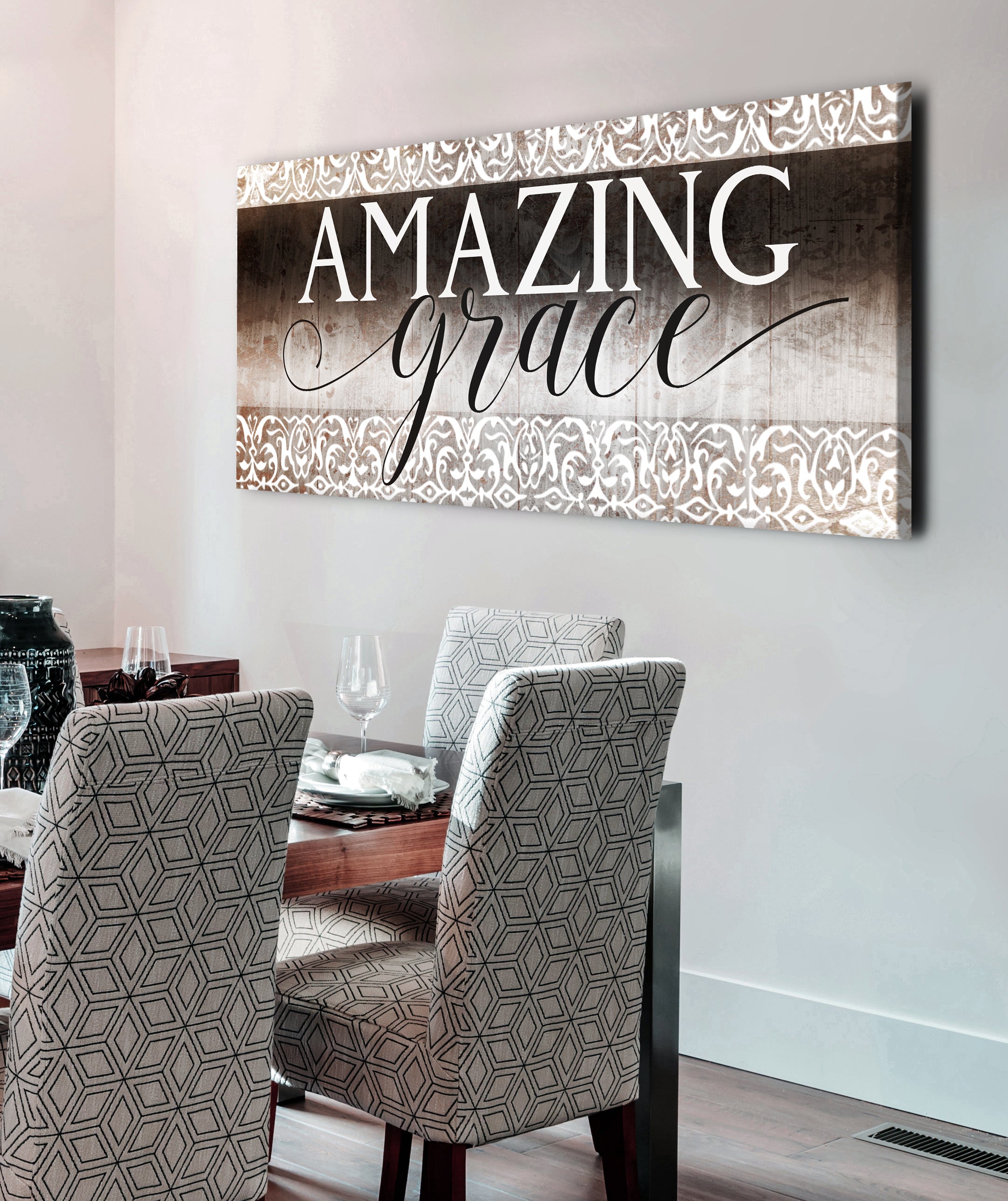 High - quality 'Amazing Grace V5' Christian Wall Art with Wood Frame, Ready to Hang