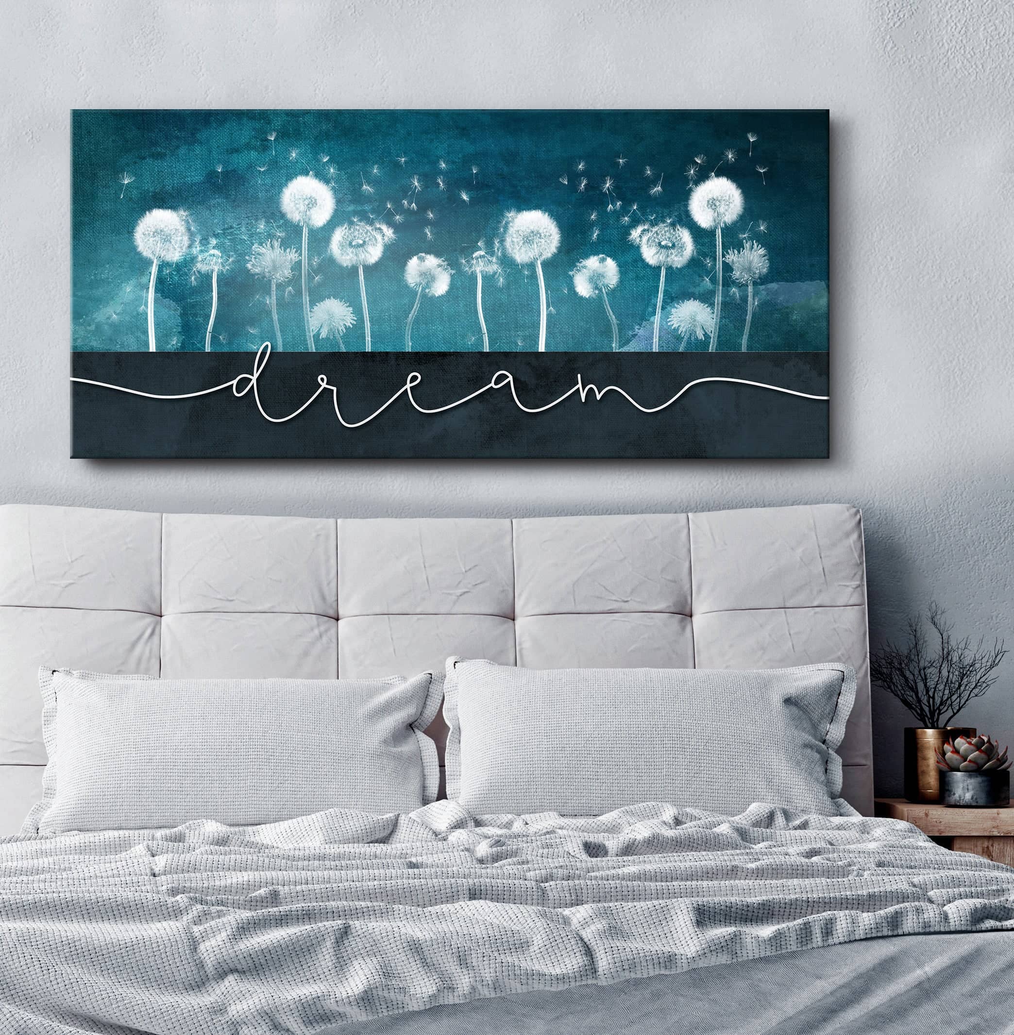 High - quality Dream Dandelions Bedroom Wall Art with Wood Frame, Ready to Hang