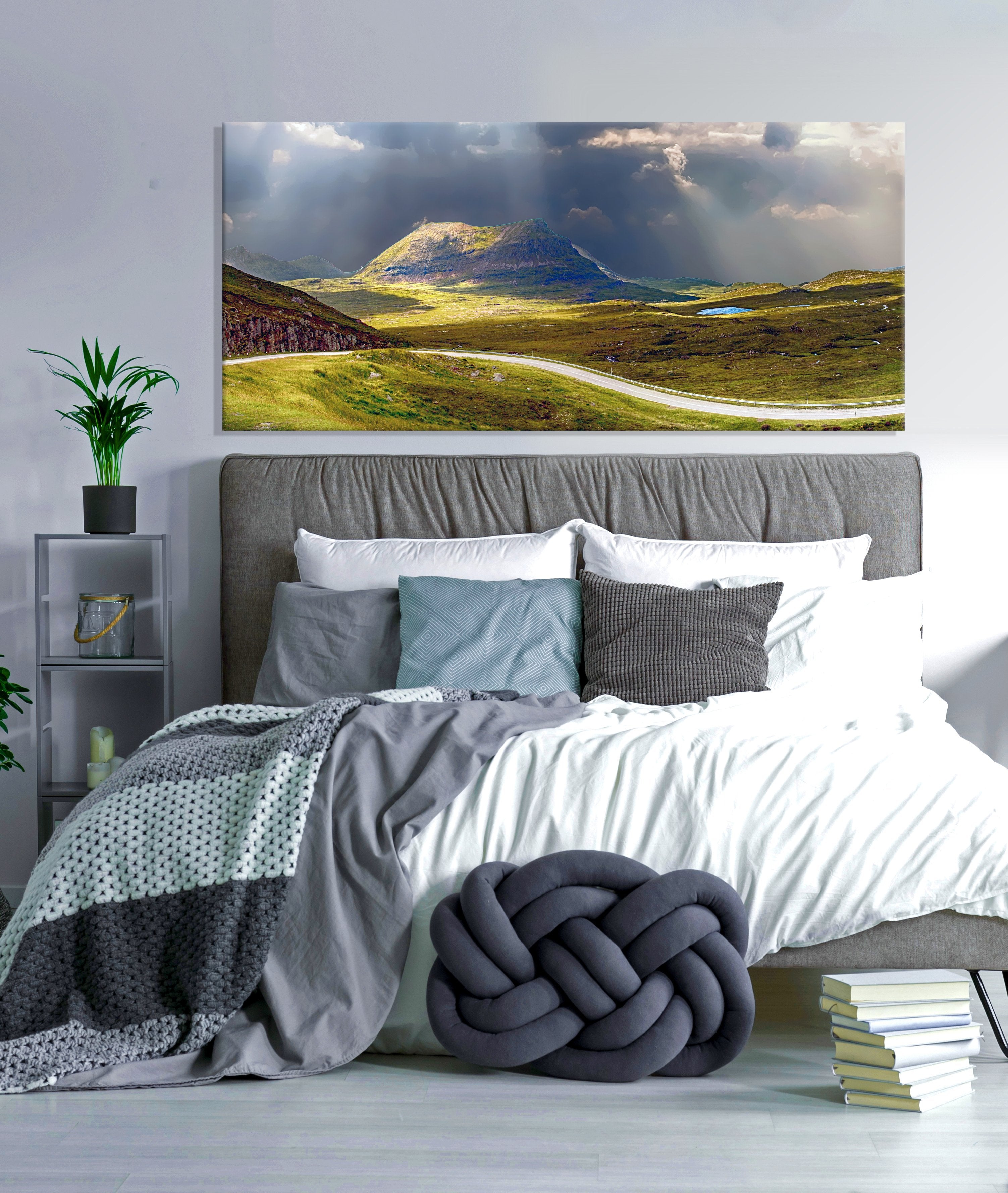 Limited Time Offer! High - Quality Dark Clouds Mountain Road Wood - Framed Wall Art Ready to Hang
