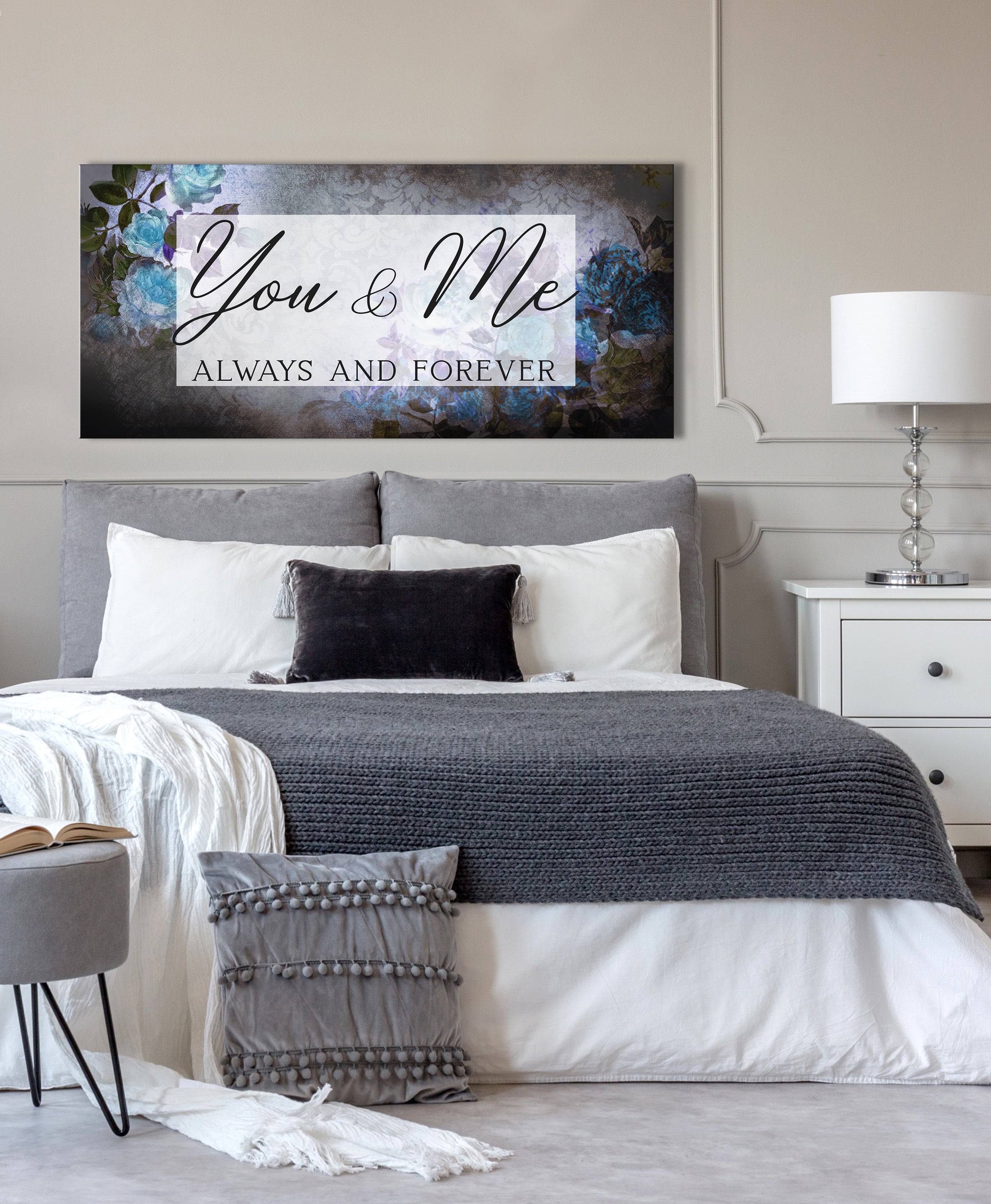 Exclusive Couples Wall Art - 'You And Me Always And Forever V2' with Wood Frame, Ready To Hang!