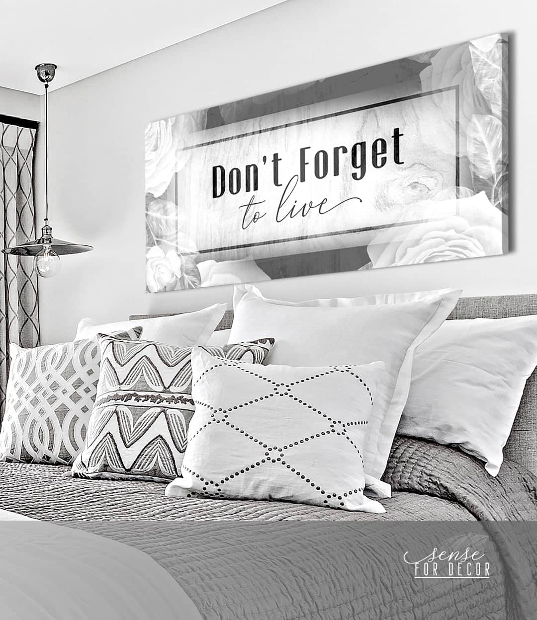 High - Quality Bedroom Wall Art: 'Don't Forget to Live' with Wood Frame, Ready to Hang