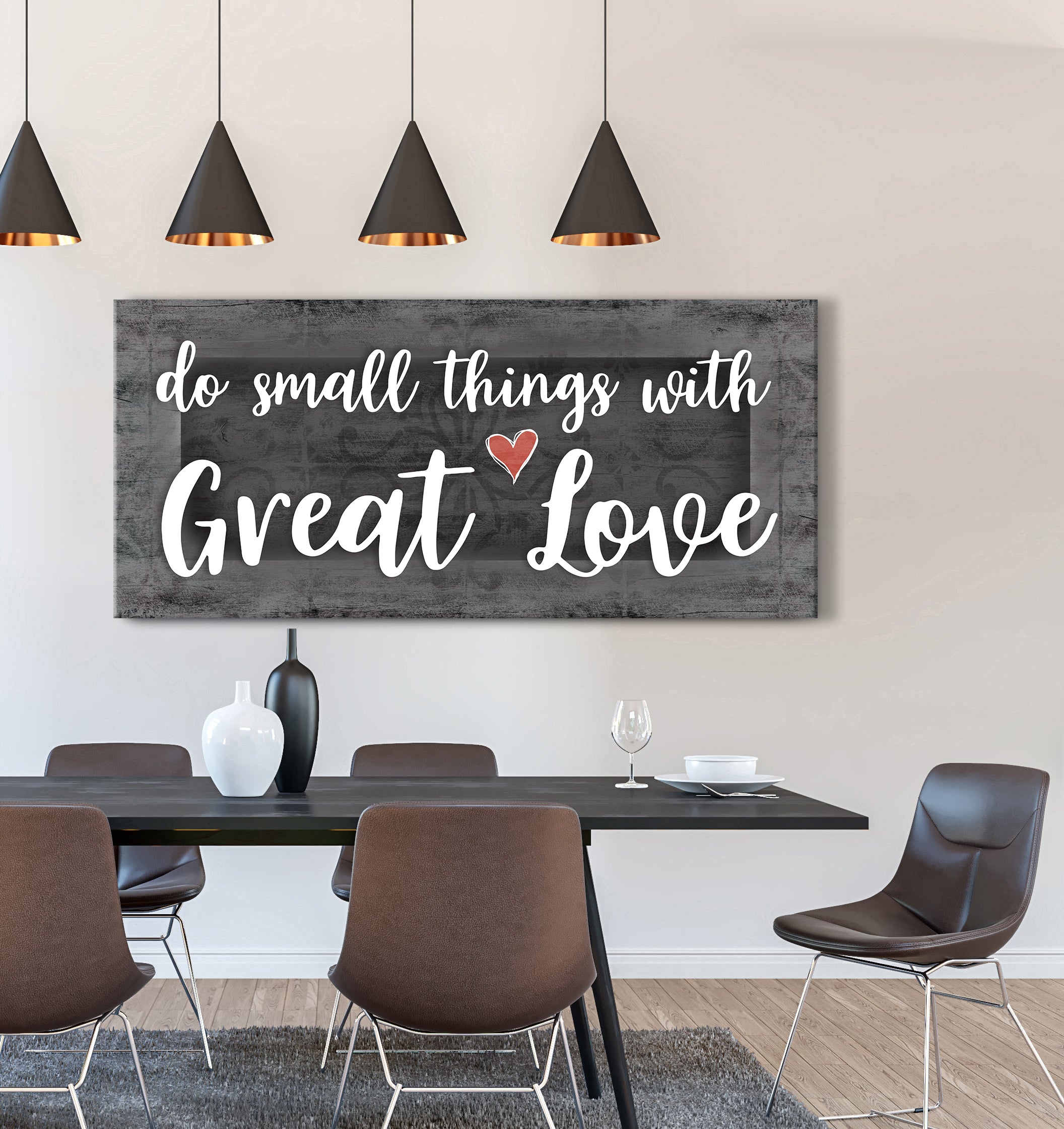 Couples Wall Art: Do Small Things With Great Love V2 (Wood Frame Ready To Hang)