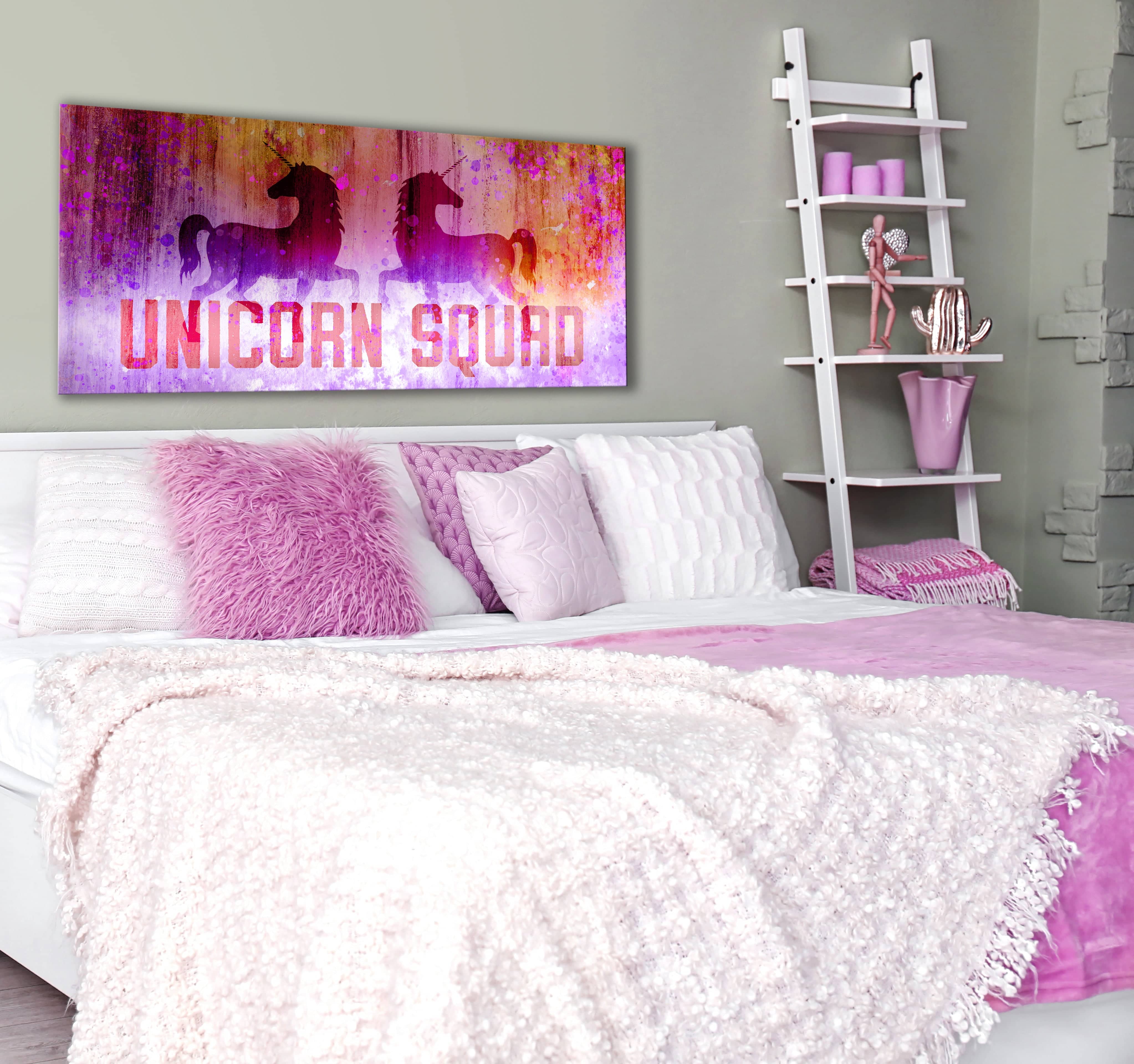 Ready-to-Hang Unicorn Squad Wood Frame Bedroom Wall Art