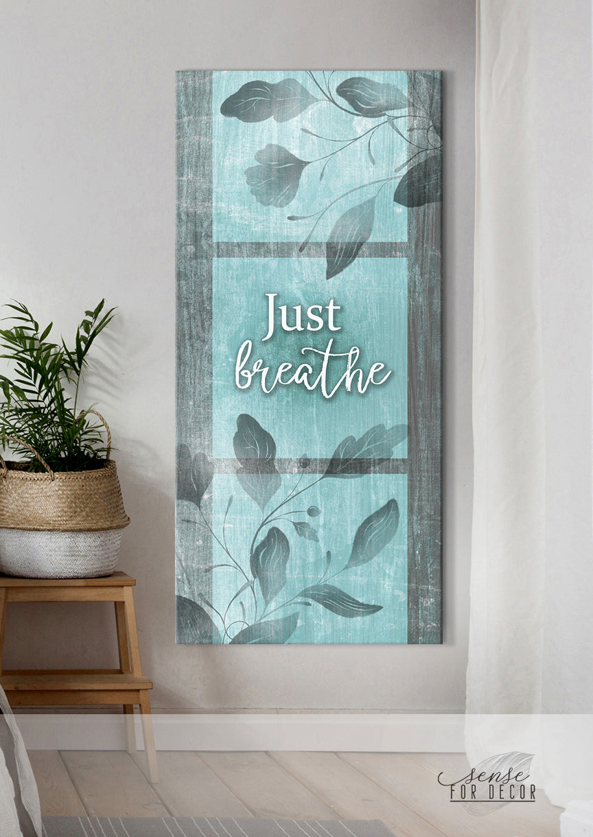 Ready-To-Hang Wood Frame Home Wall Art: Just Breathe V20