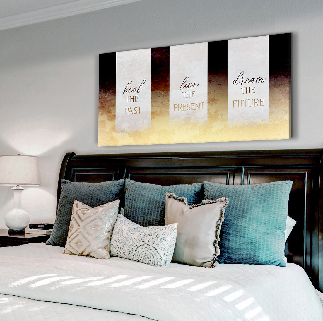 High - Quality Wood - Framed Home Wall Art: Heal Past, Live Present (Ready To Hang)