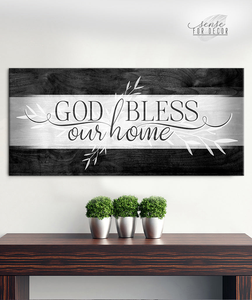Hot Deal: Christian Wall Art - God Bless Our Home V2 (Wood Frame, Ready To Hang)