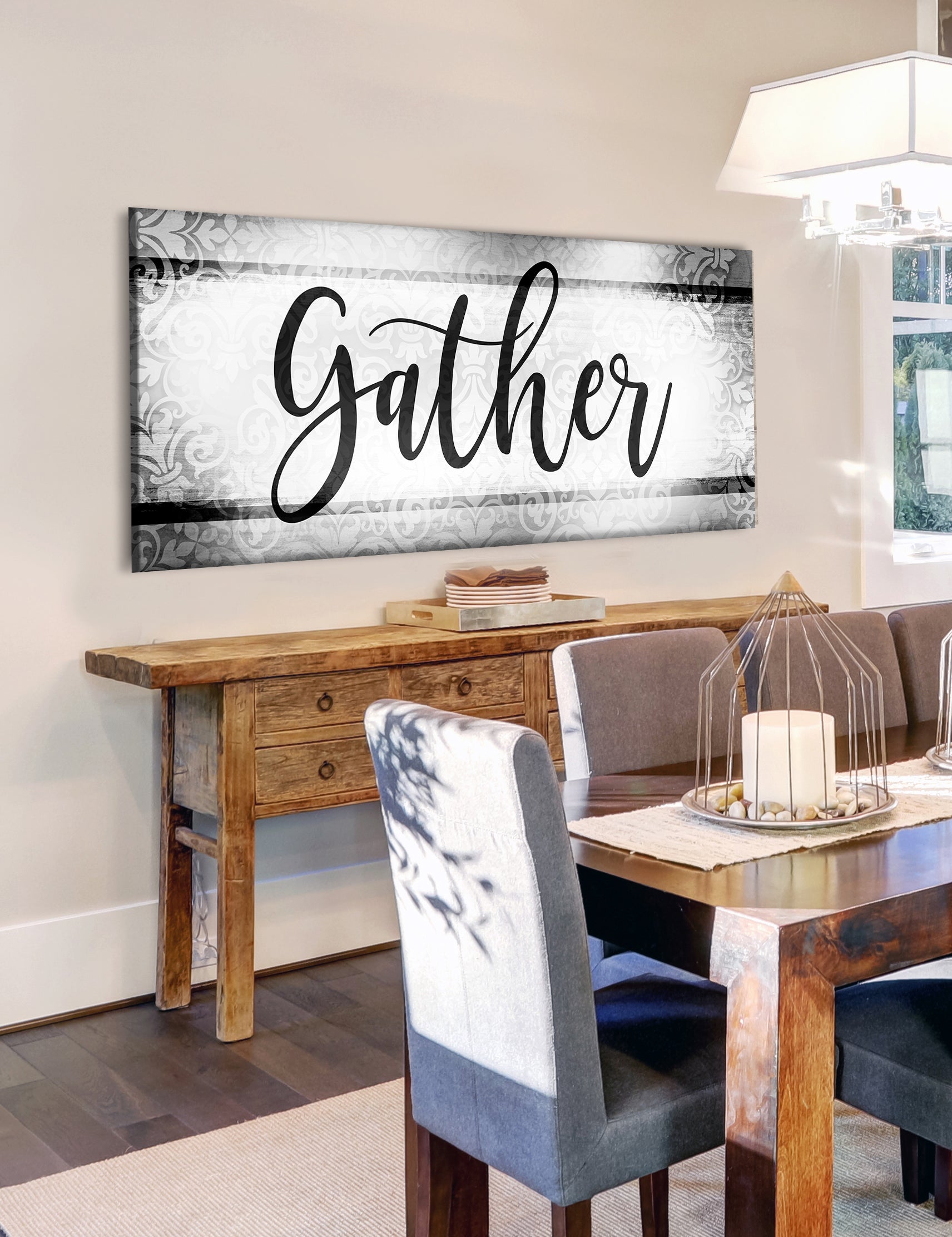 High - Quality Christian Wall Art: Gather V8 with Wood Frame, Ready to Hang