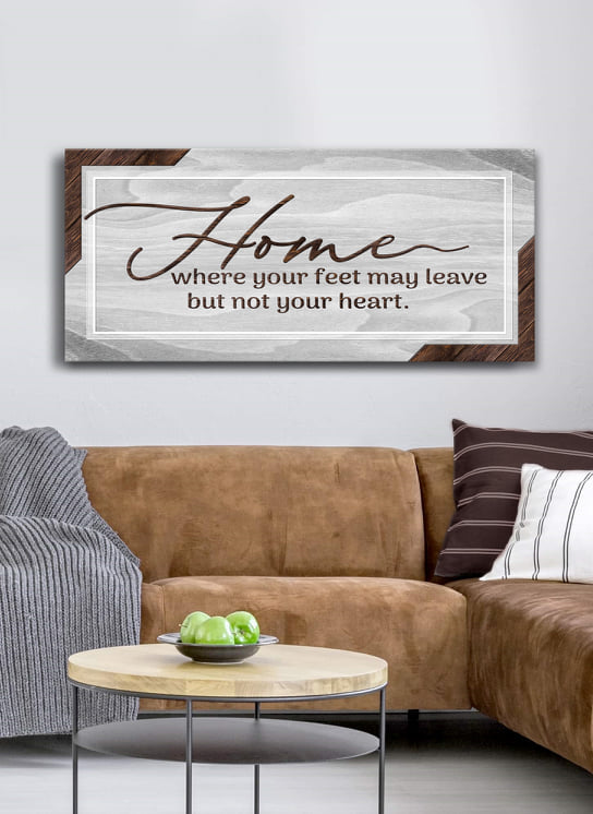 Exclusive Offer! Home Wall Art - Home Where Your Feet V3 with Wood Frame, Ready to Hang