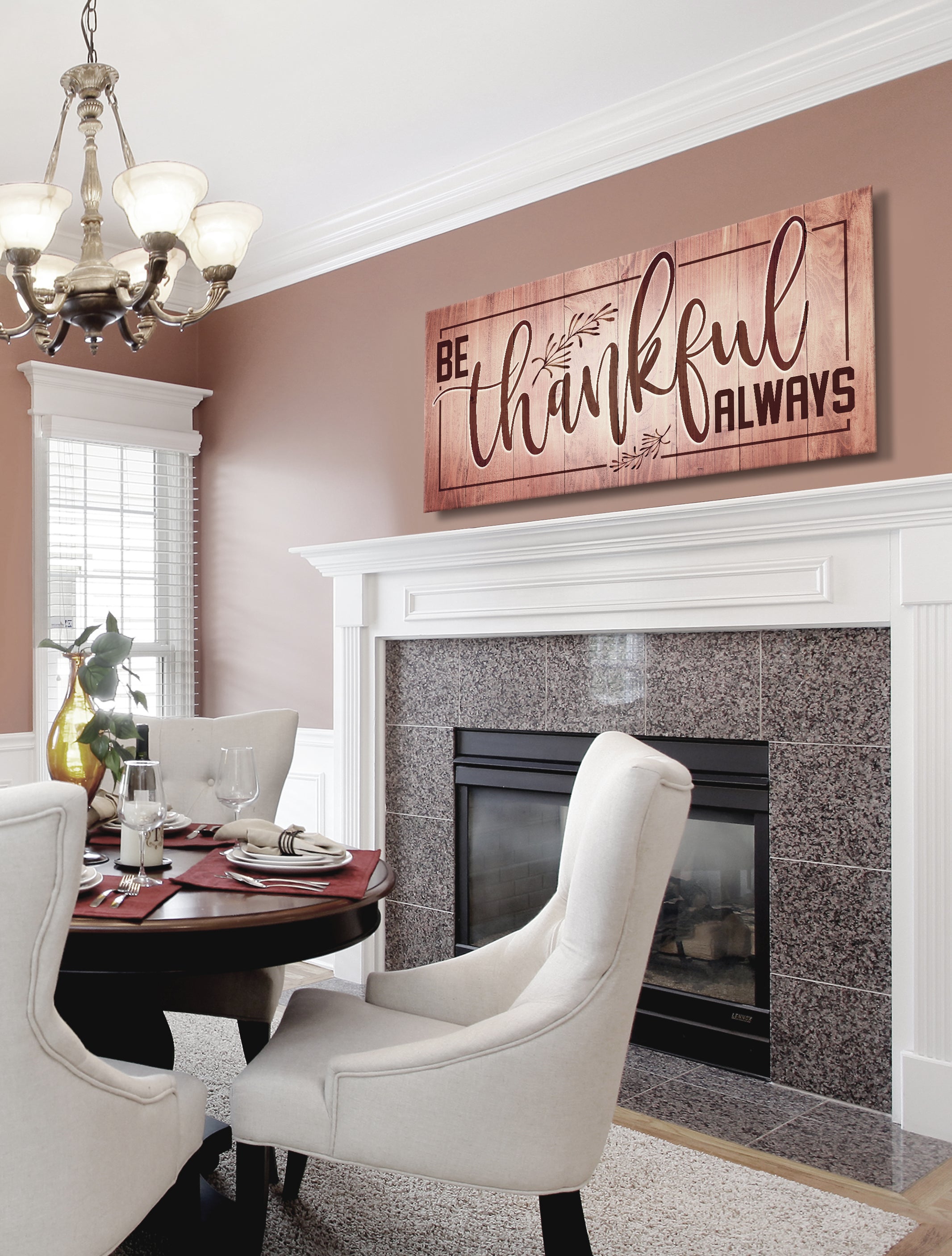 Ready-to-Hang 'Be Thankful Always' Kitchen Wall Art (Wood Frame)