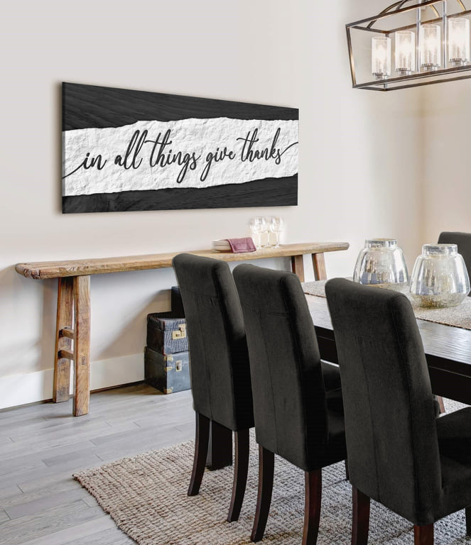 High - Quality Christian Wood - Framed Wall Art: Give Thanks in All Good Things (Ready To Hang)