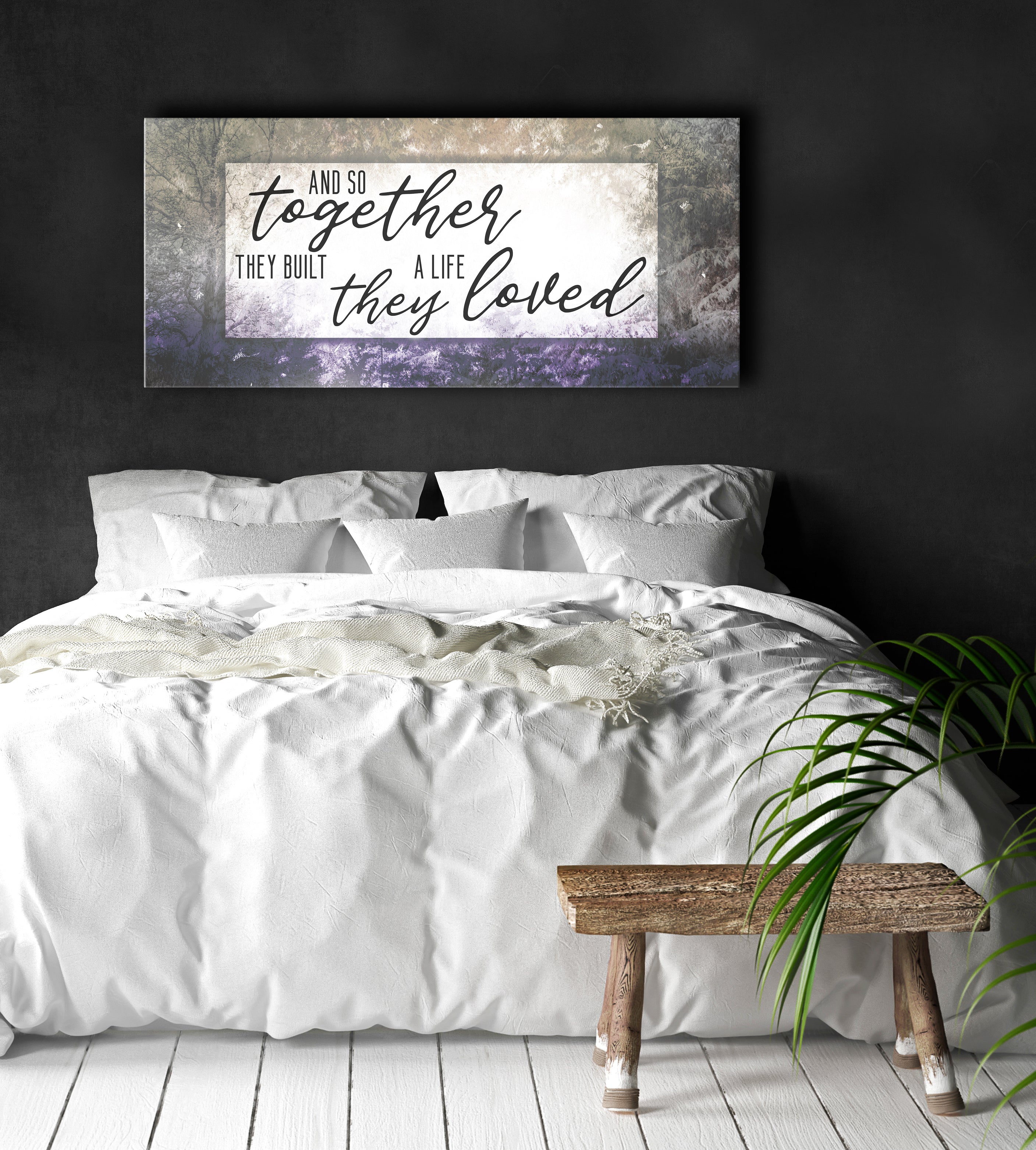 Exclusive Couples Wall Art - 'Together They Build A Life They Loved' V4 with Wood Frame (Ready to Hang)