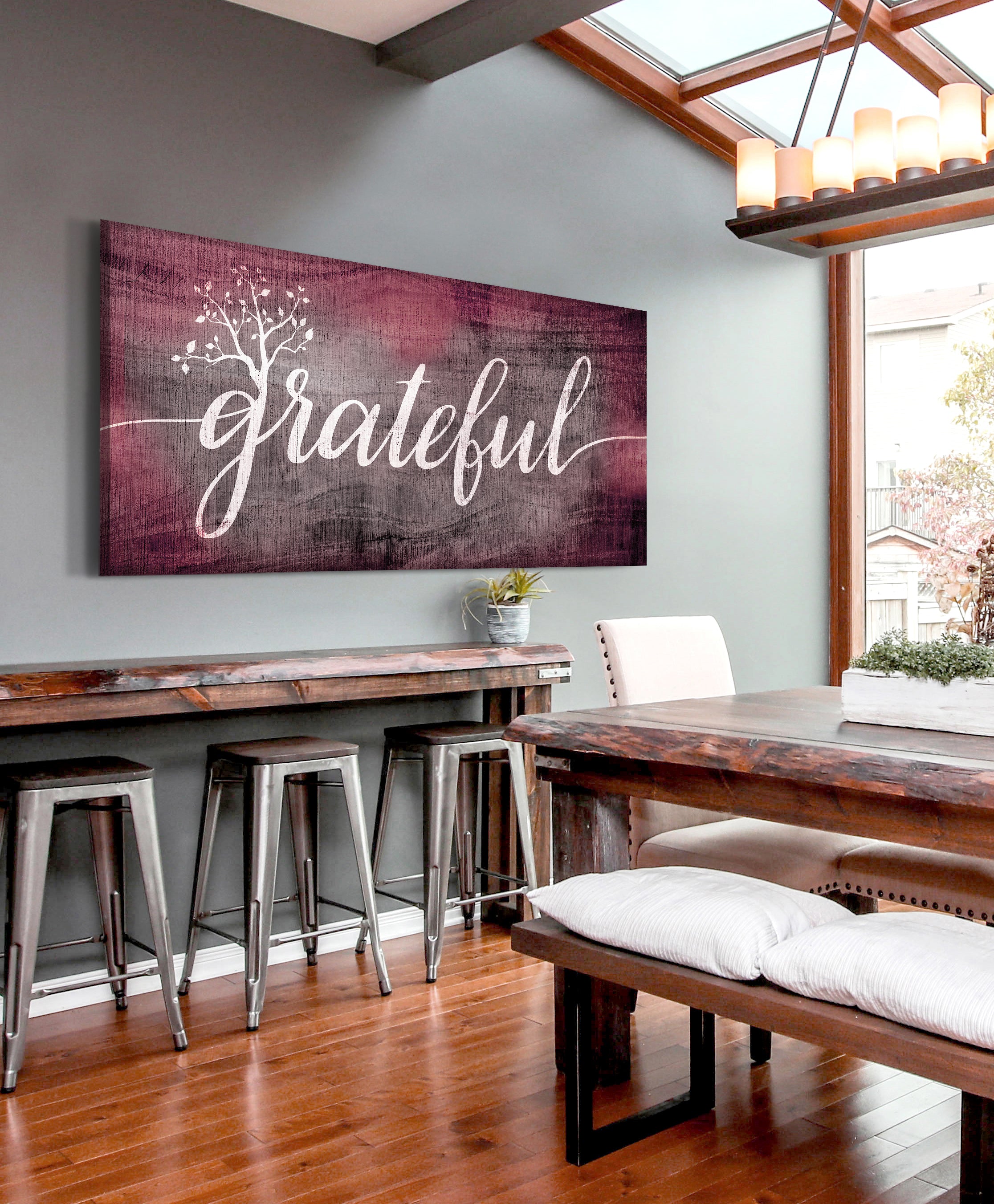 High - Quality Christian Grateful Word Sign with Wood Frame, Ready to Hang
