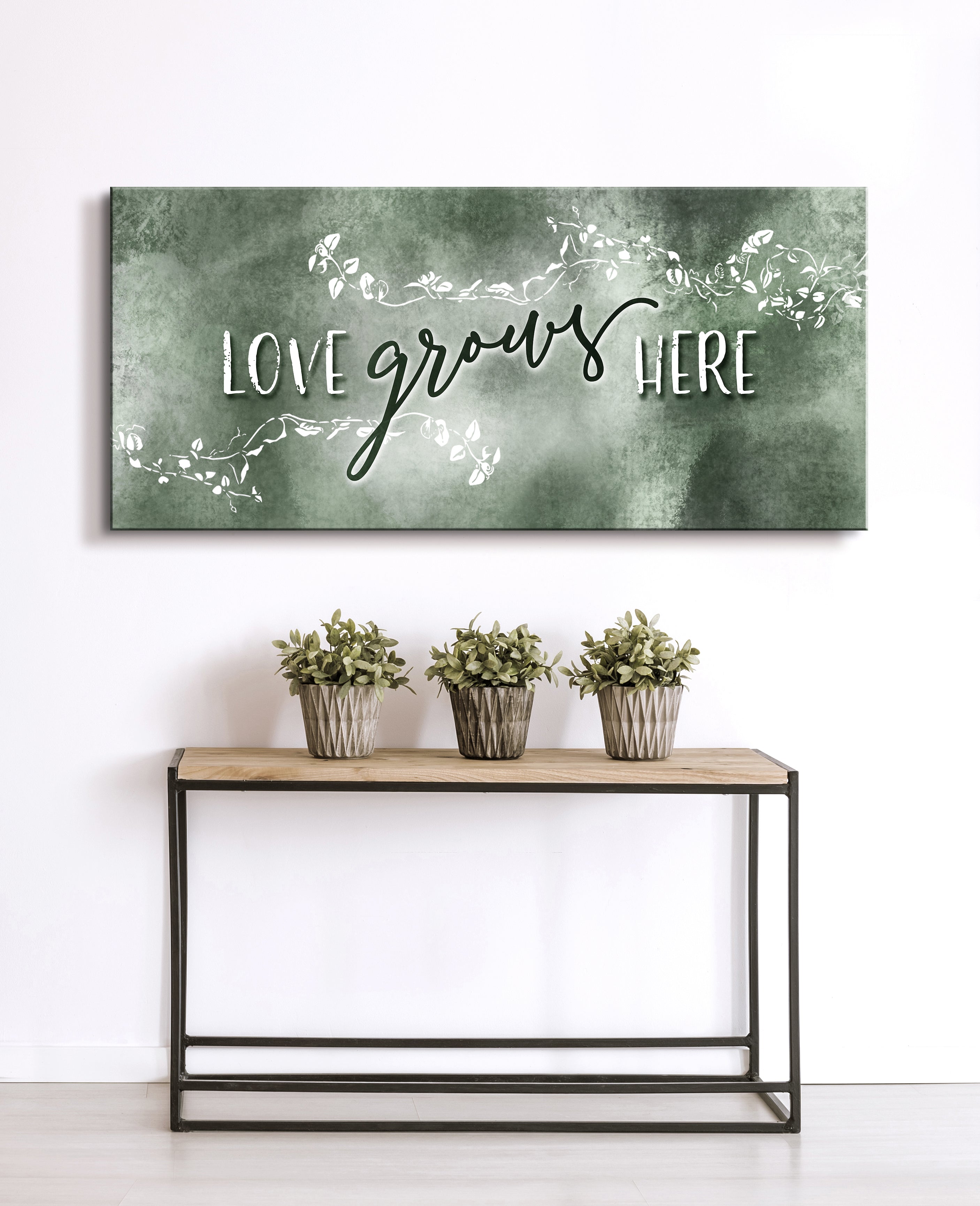 Hot! Ready - To - Hang Love Grows Here V2 Home Wall Art with Wood Frame