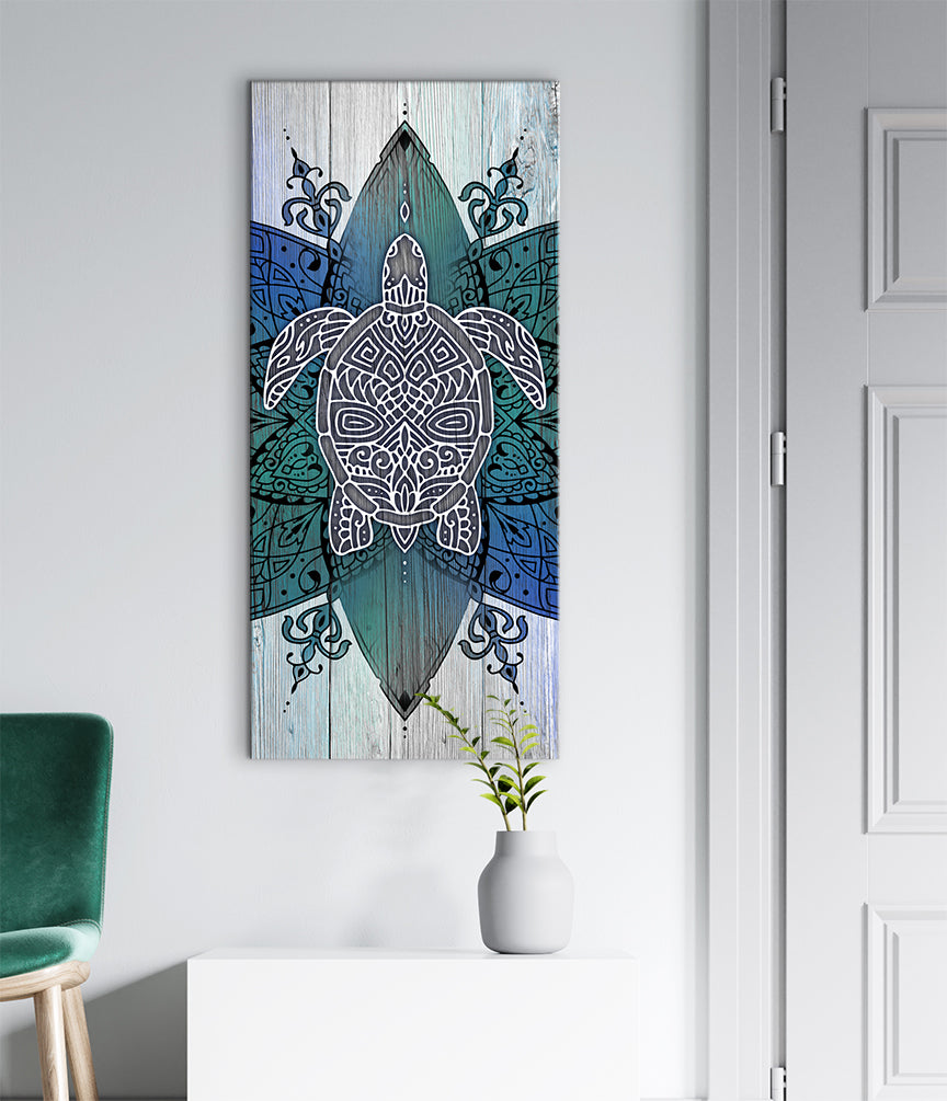 High - quality Boho Turtle Wall Art with Wood Frame, Ready to Hang for Your Home