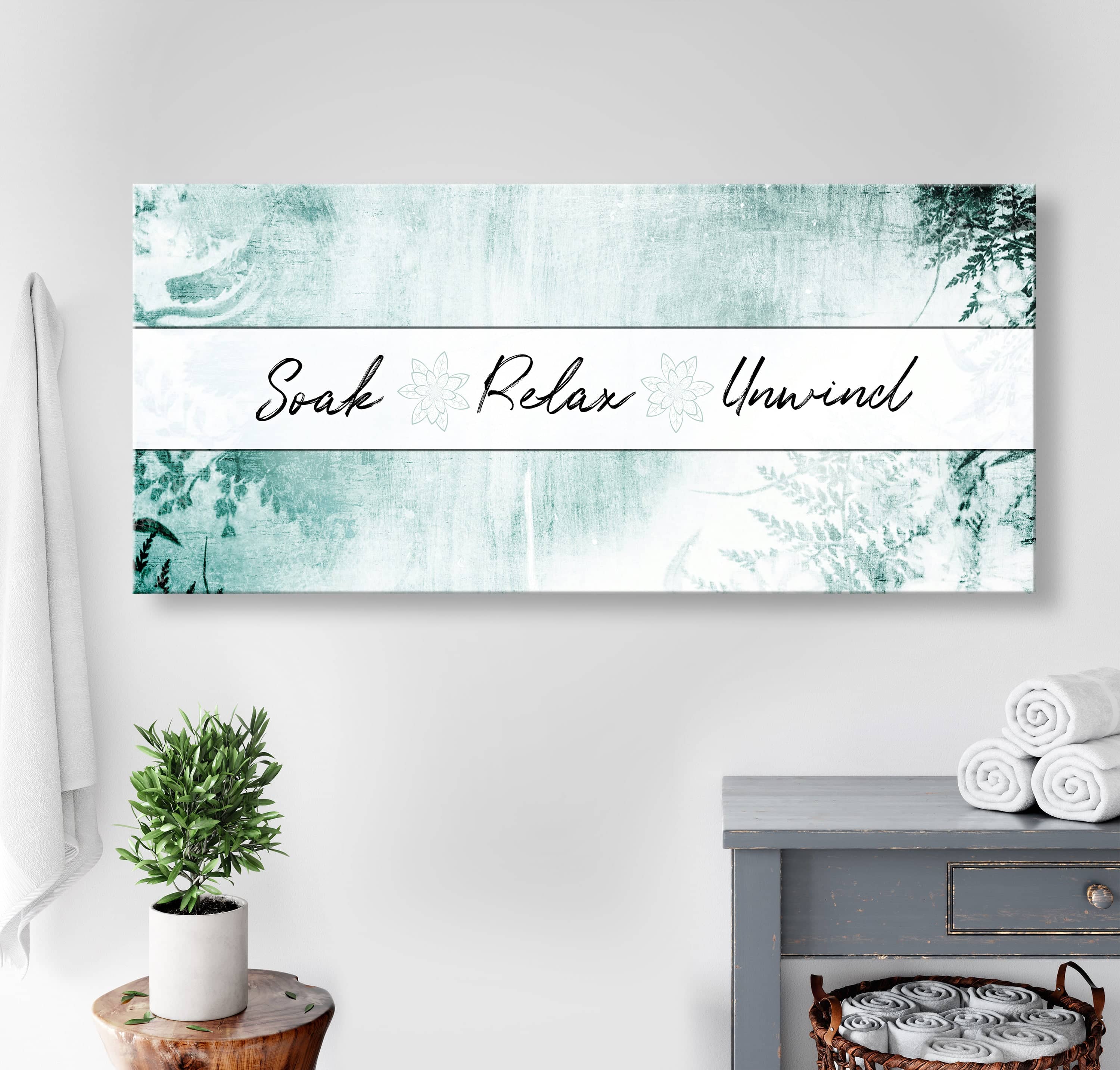 Ready-to-Hang Wood Frame Bathroom Wall Art: Relax and Unwind! BUY 2 GET 20% OFF