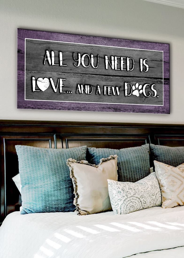 All You Need: Love, Dogs, and Ready-to-Hang Wood Framed Pet Wall Art