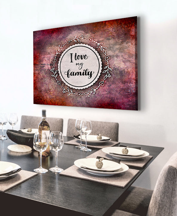 Exclusive Family Wall Art: 'I Love My Family' V2 with Wood Frame, Ready to Hang - Buy 2 Get 20% Off!
