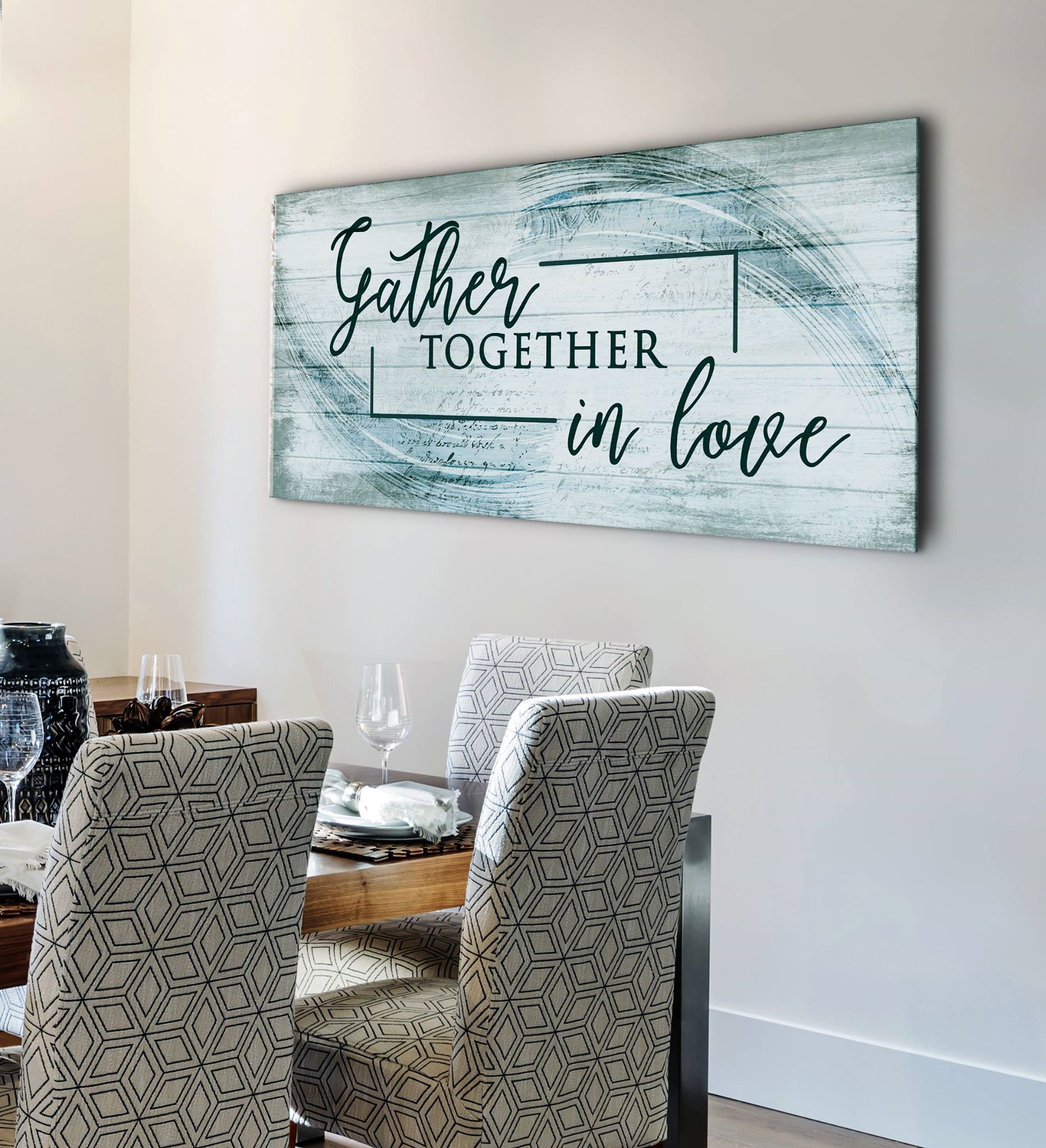 High - Quality Wood - Framed Home Wall Art: Gather in Love, Ready to Hang