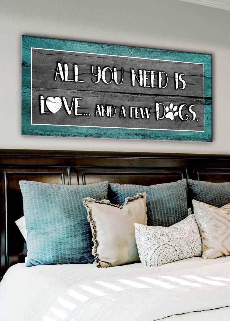 All You Need: Love, Dogs, and Ready-to-Hang Wood Framed Pet Wall Art