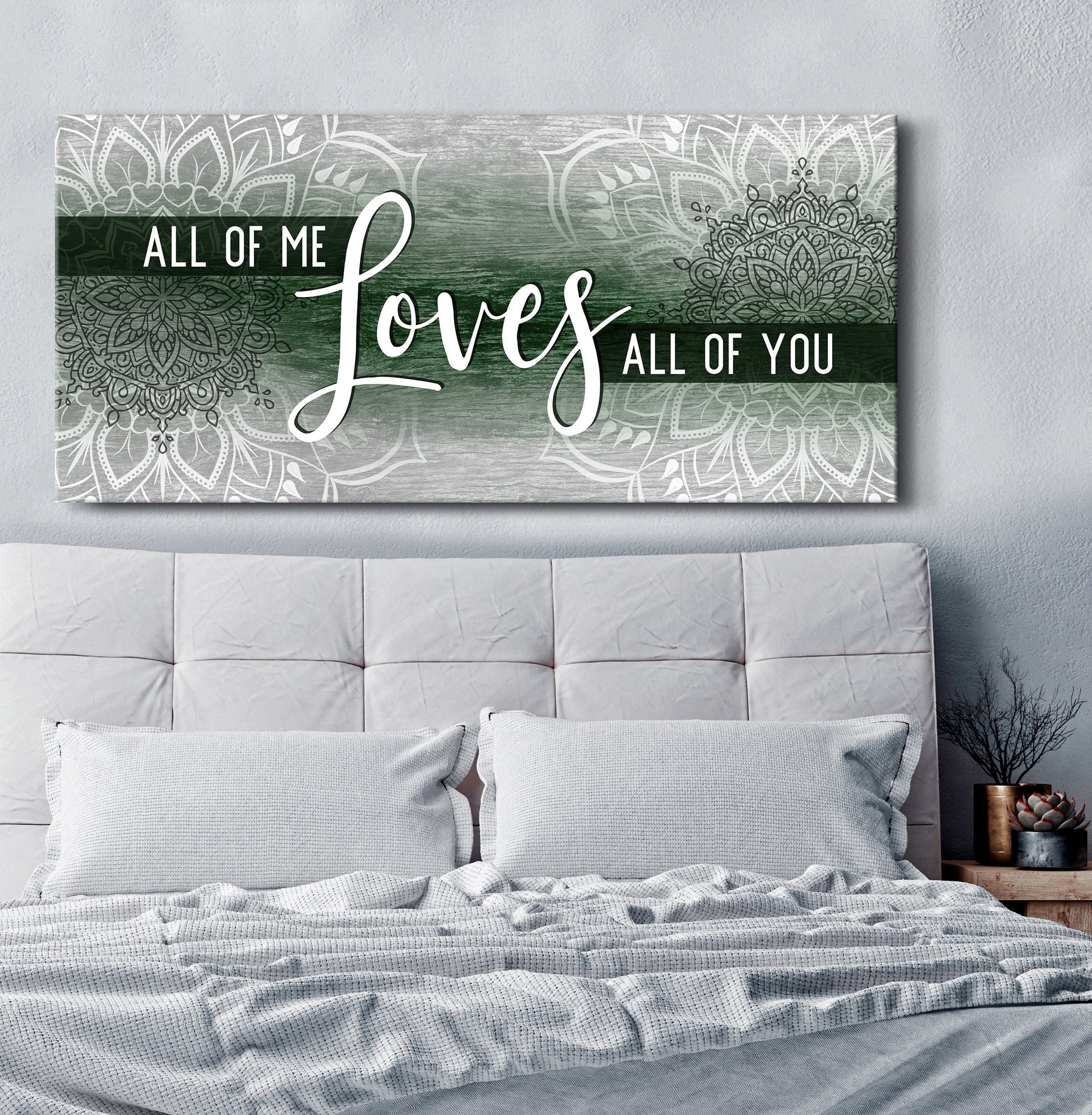 Hot Deal! Boho Couples Wall Art - 'All of Me Loves All of You' with Wood Frame, Ready to Hang