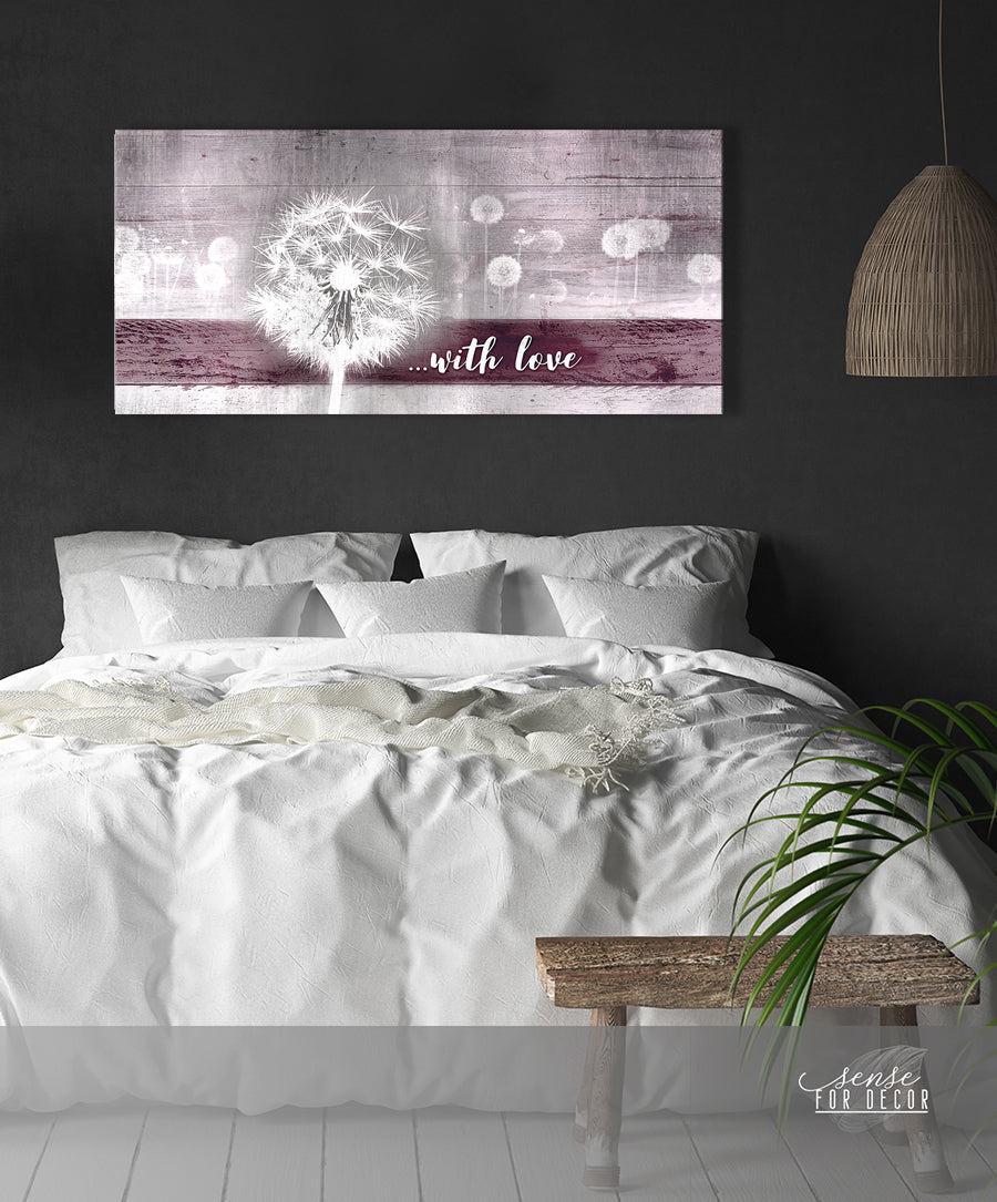 Christian Wall Art: 'With Love Dandelion' in Wood Frame, Ready to Hang - Buy 2 Get 20% Off!