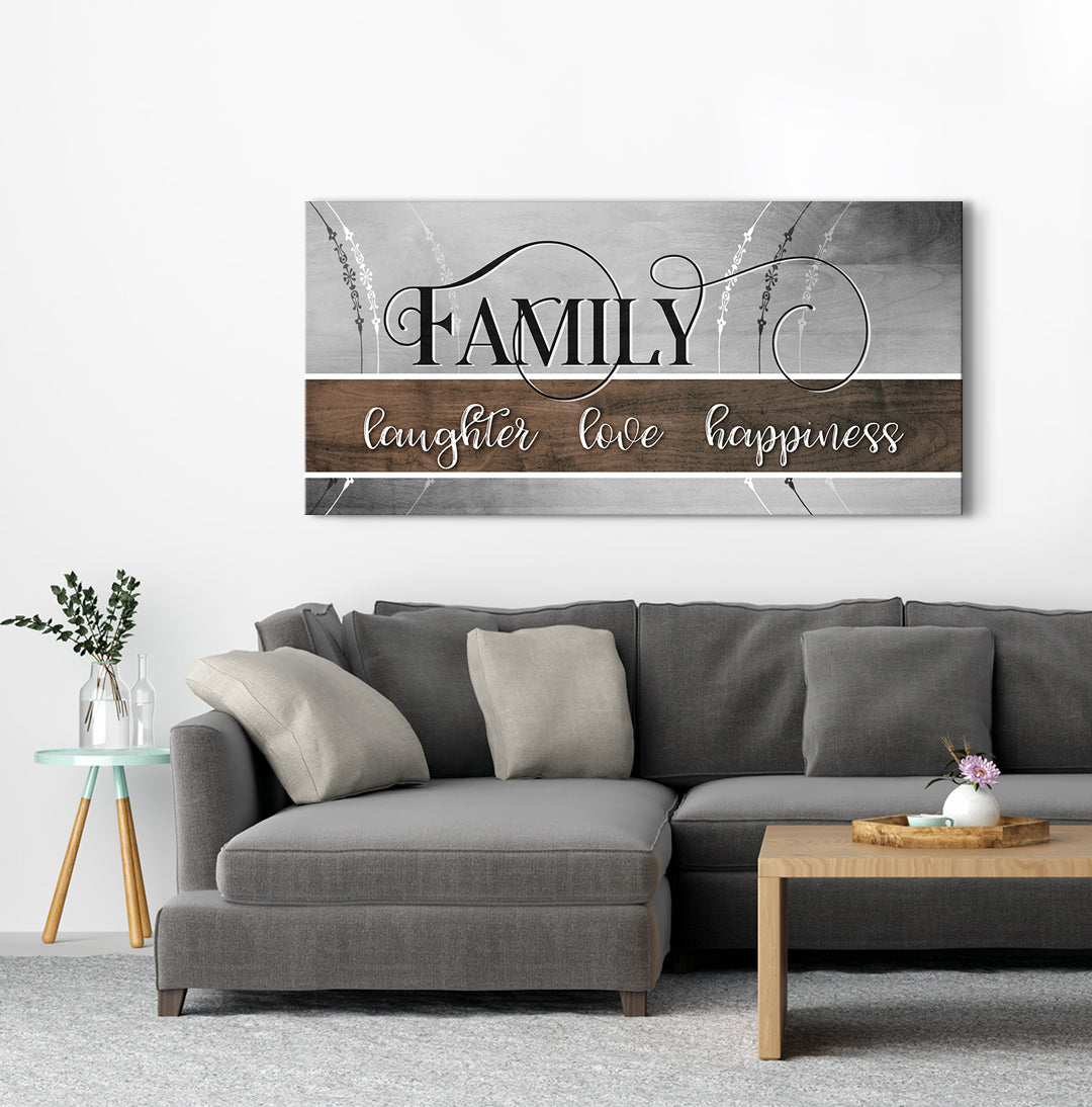 Exclusive Family Wall Art: Family Laughter, Love & Happiness - Wood Frame, Ready To Hang! Buy 2 Save 20%