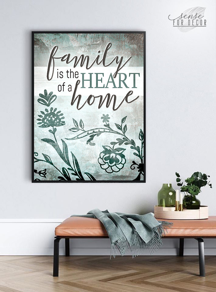 High - Quality Wood - Framed Family Wall Art: Family at the Heart of Home V2 (Ready To Hang)