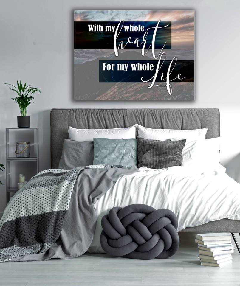 High - Quality Wood - Framed Couples Wall Art: With My Whole Heart V2, Ready To Hang
