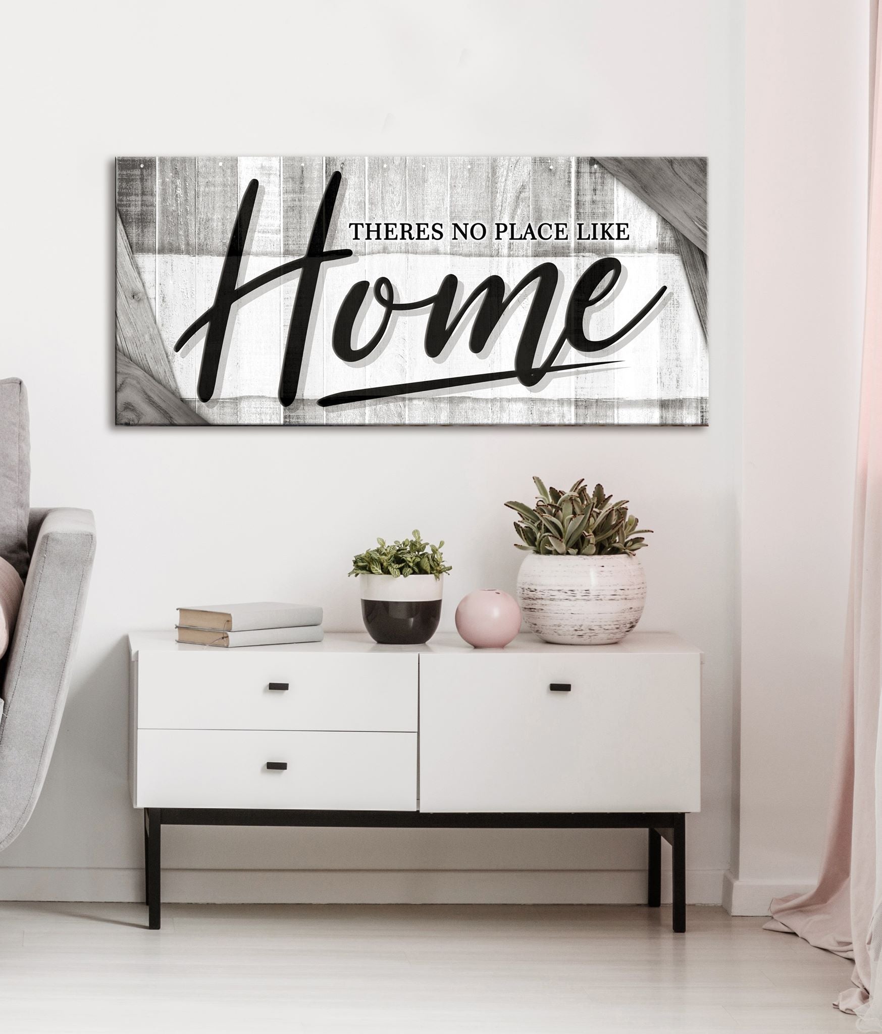 High - quality 'There's No Place Like Home' Wall Art V7 with Wood Frame, Ready to Hang