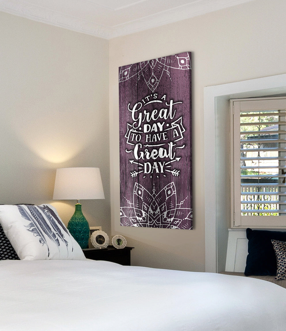 Boho Home Wall Art: 'It's a Great Day' - Wood Frame, Ready to Hang! Buy 2, Save 20%
