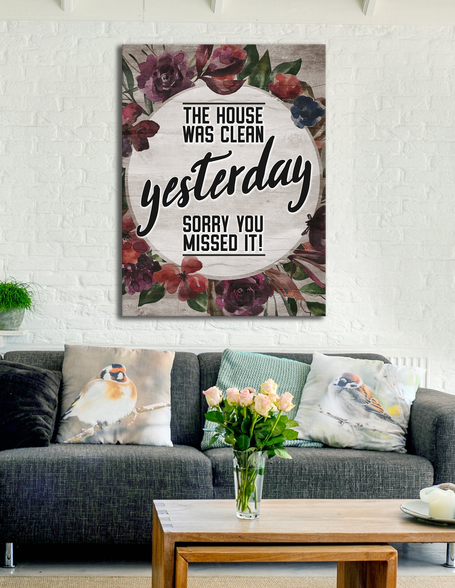 Hot Deal! Ready - To - Hang Wood - Framed Home Wall Art: The House Was Clean Yesterday V2