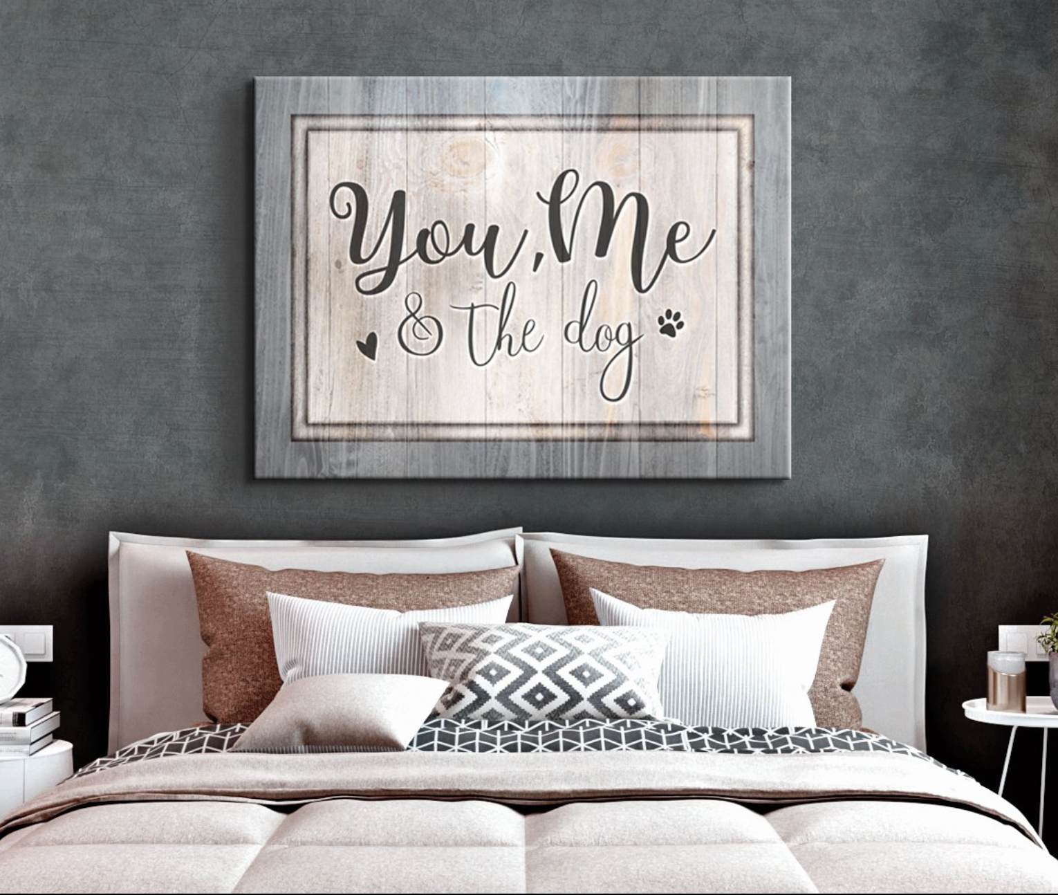 High - Quality Wood - Framed 'You, Me & The Dog V2' Pet Wall Art Ready to Hang