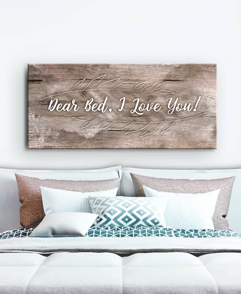 High - Quality Wood - Framed 'Dear Bed, I Love You' Bedroom Wall Art, Ready To Hang