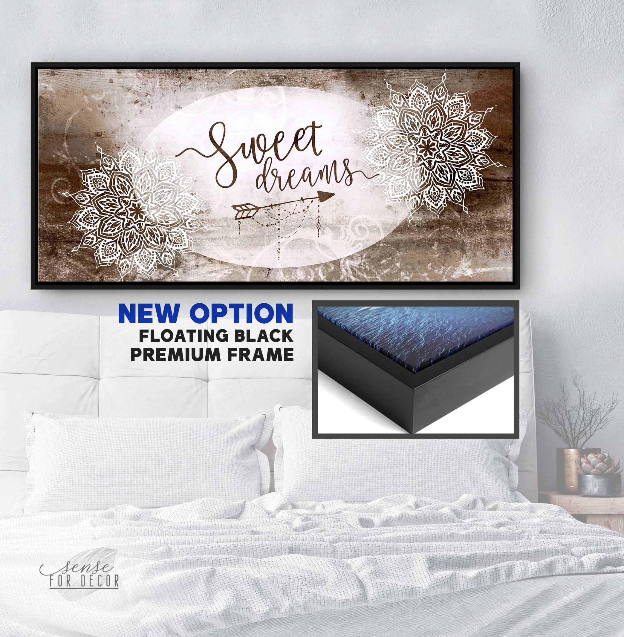 Exclusive Bedroom Wall Art: Sweet Dreams V9 - Wood Frame, Ready to Hang! Buy 2 Save 20%