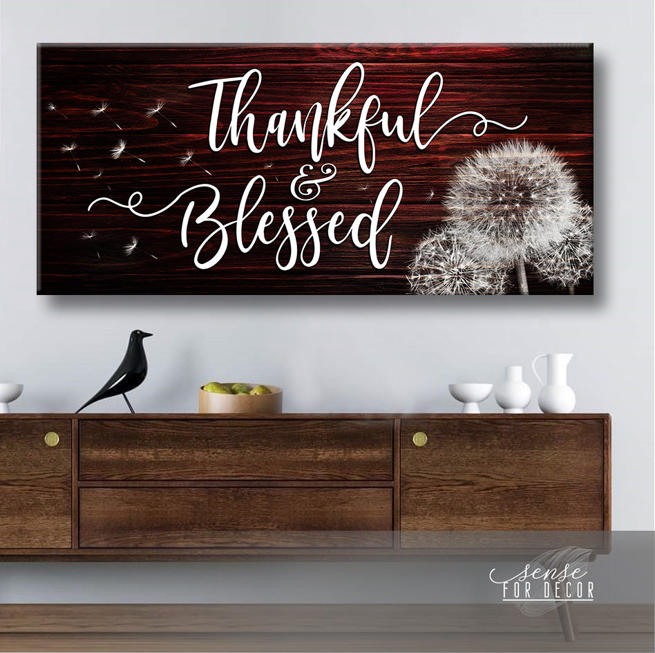 Exclusive Offer! Christian Wall Art - Thankful & Blessed V3 with Wood Frame, Ready to Hang