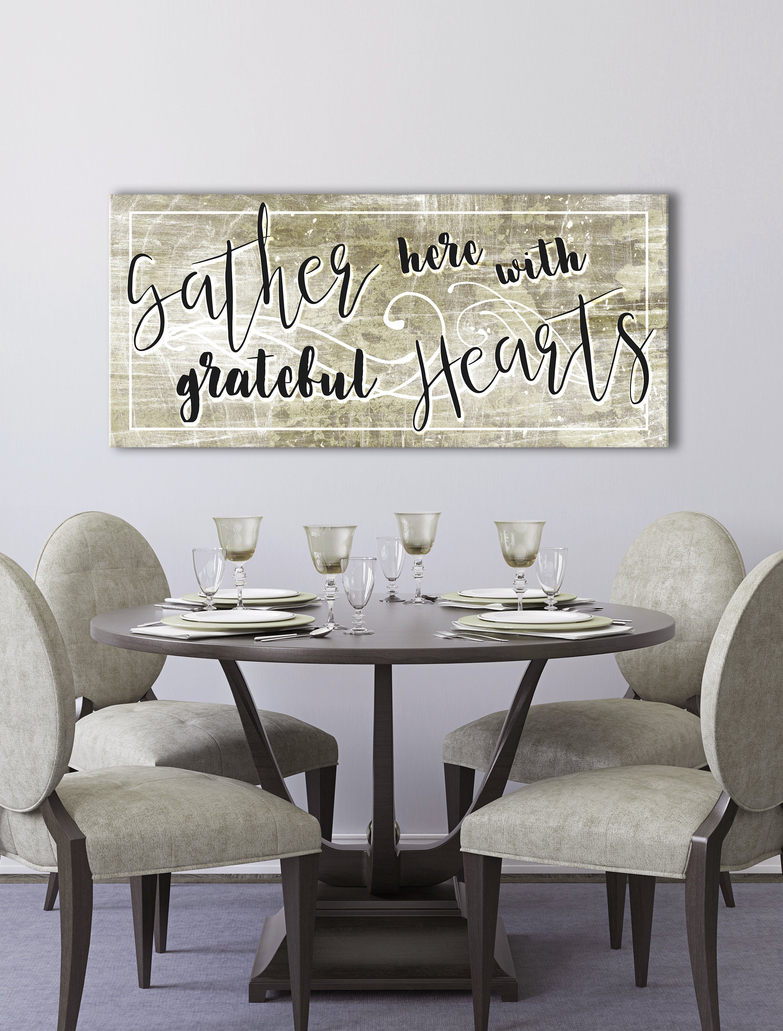 Ready-to-Hang Wood Frame Home Wall Art: Gather with Grateful Hearts