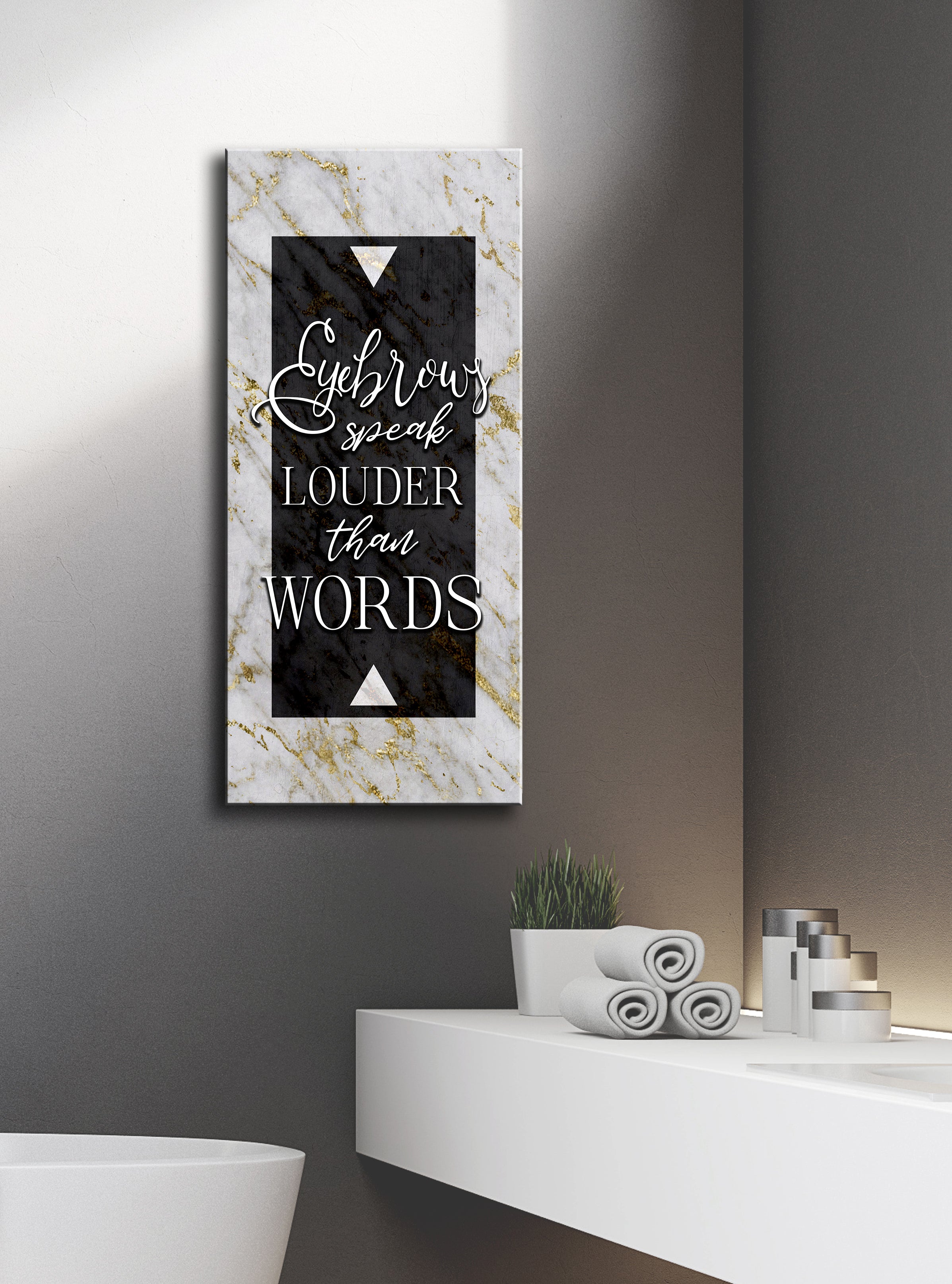 Hot Deal! Ready-to-Hang Wood Frame Home Wall Art - Eyebrows Speak Louder Than Words