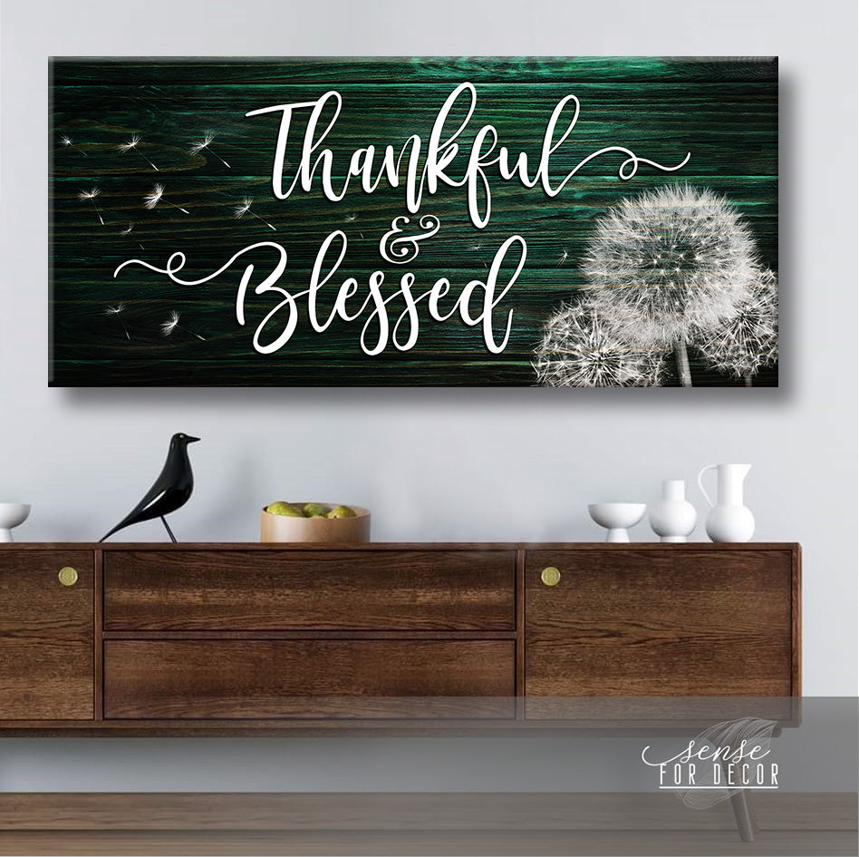 Exclusive Offer! Christian Wall Art - Thankful & Blessed V3 with Wood Frame, Ready to Hang
