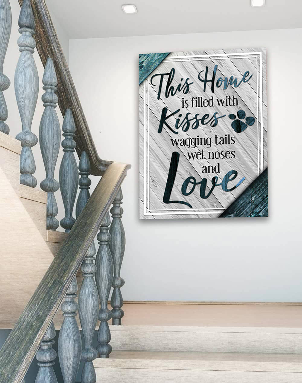 Exclusive Pet Wall Art: 'This Home Is Filled With Kisses V3' - Wood Frame, Ready To Hang!