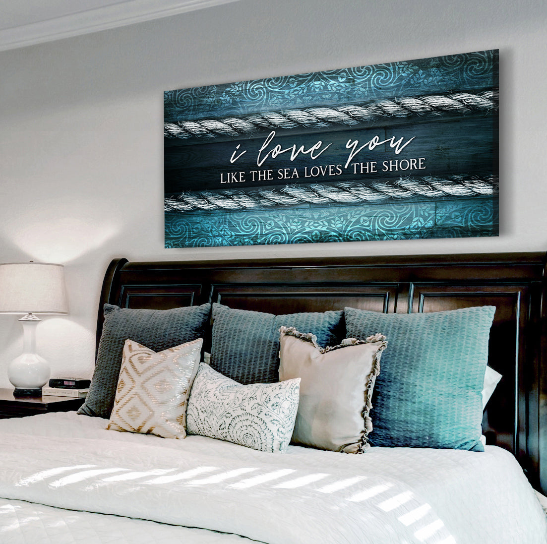 Exclusive Couples Wall Art: 'I Love You Like the Sea Loves the Shore' with Wood Frame, Ready to Hang - Buy 2 Save 20%