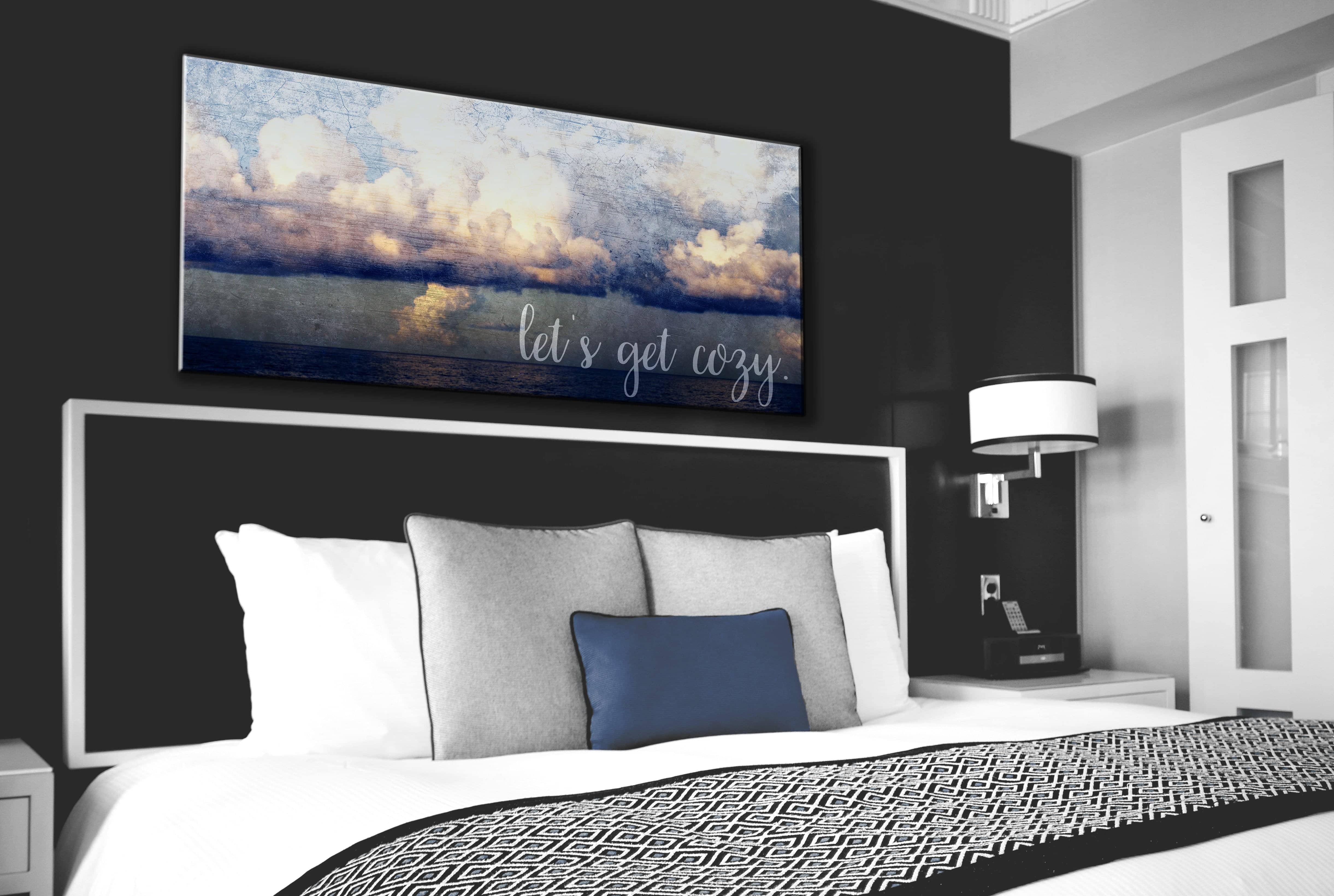 Cozy Bedroom Wall Art with Wood Frame, Ready to Hang