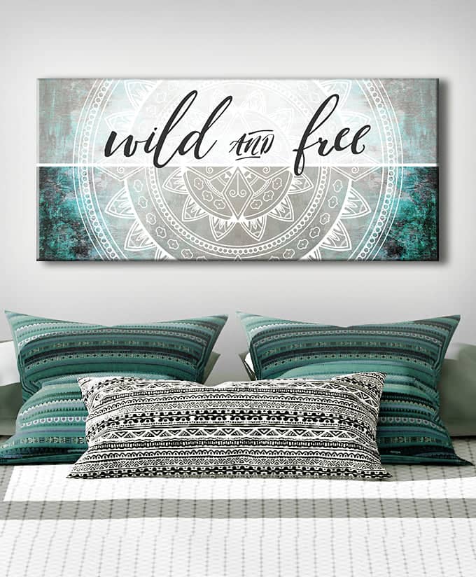 Hot Deal! High - quality Bedroom Wall Art - Wild & Free V4 with Wood Frame, Ready to Hang