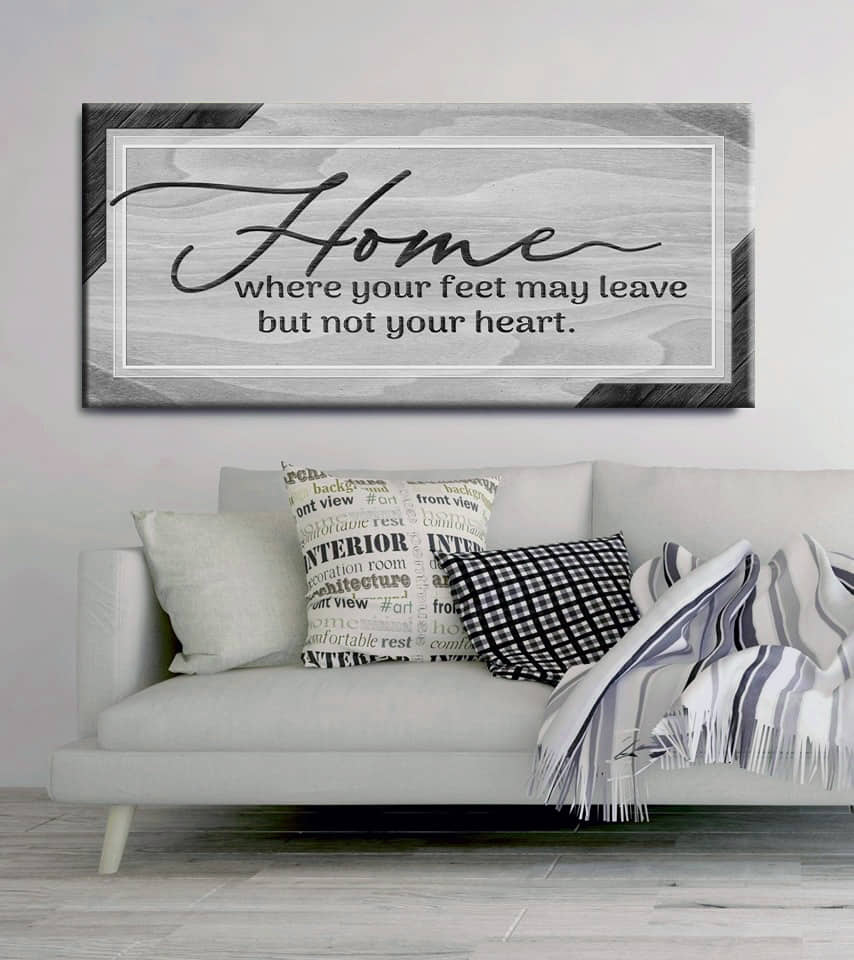 Exclusive Offer! Home Wall Art - Home Where Your Feet V3 with Wood Frame, Ready to Hang