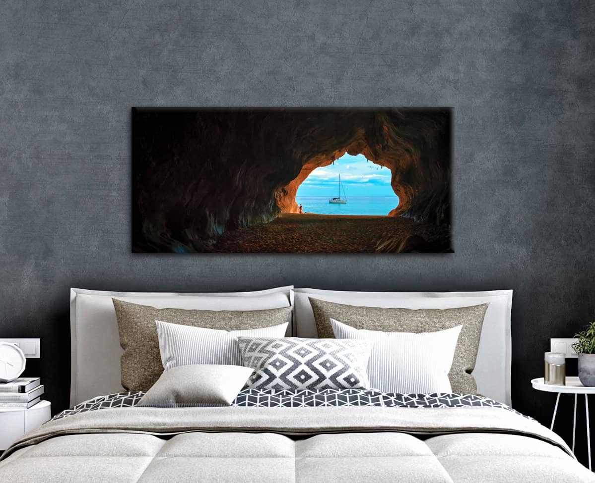 High - Quality Wood - Framed Beach Cave Wall Art, Ready To Hang