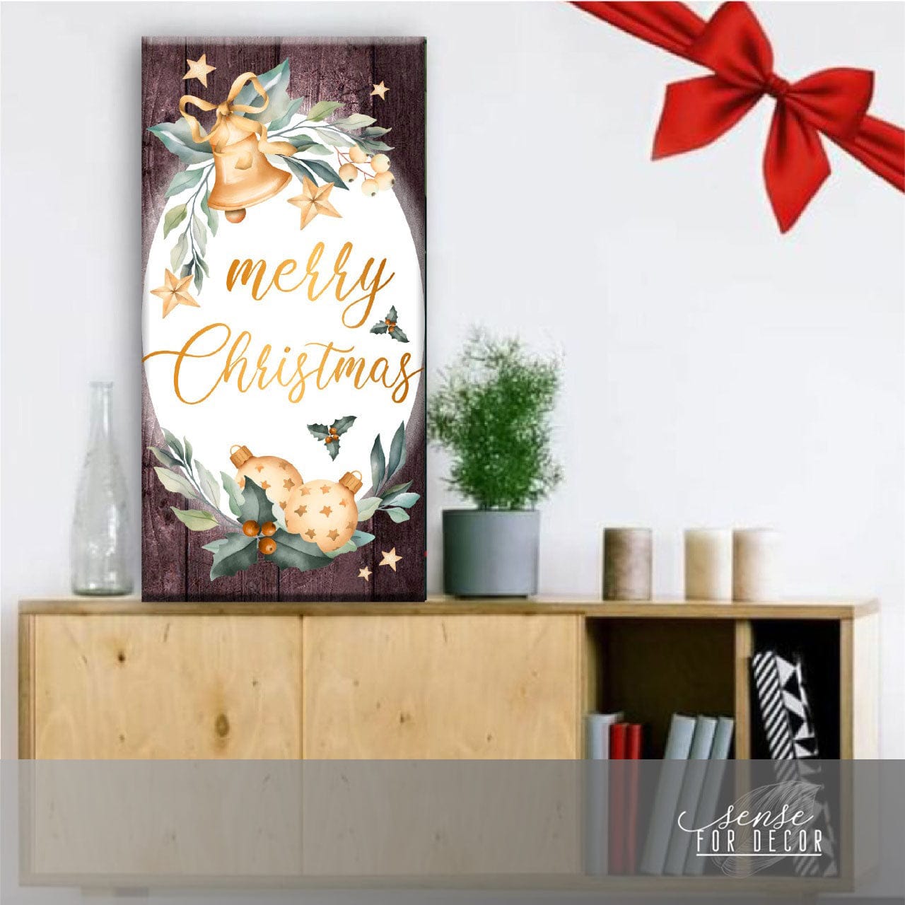 High - Quality Merry Christmas V3 Holiday Wall Art with Wood Frame, Ready to Hang