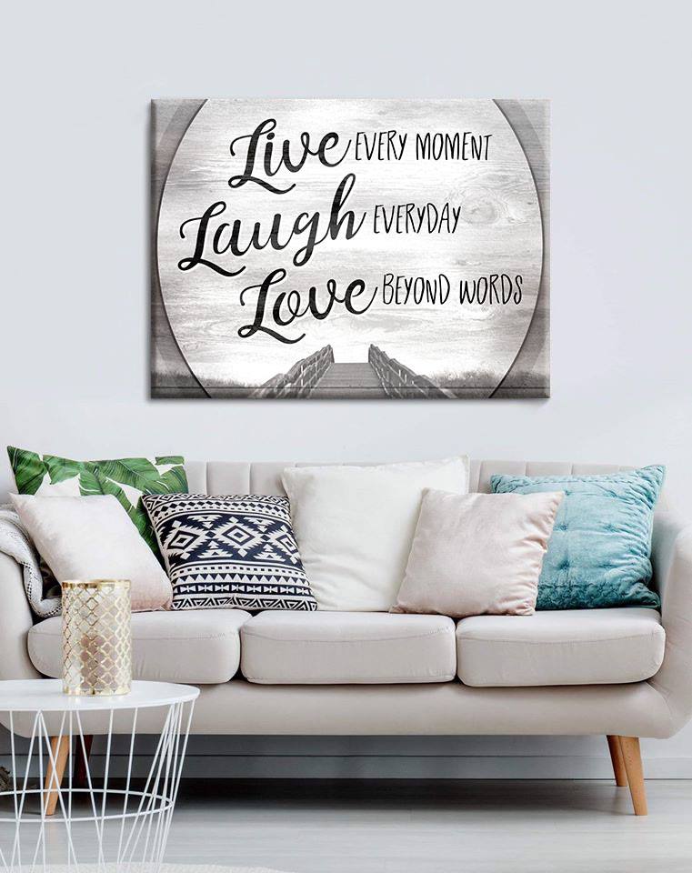 Exclusive Offer! Ready-to-Hang Wood Frame Home Wall Art - Live Every Moment V7